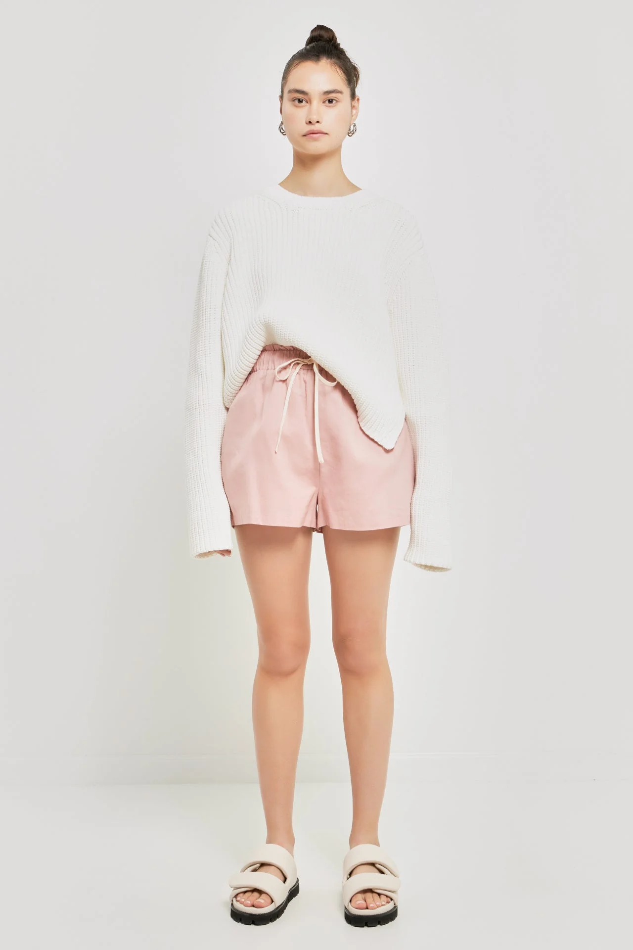Linen Shorts with Contrast Strap