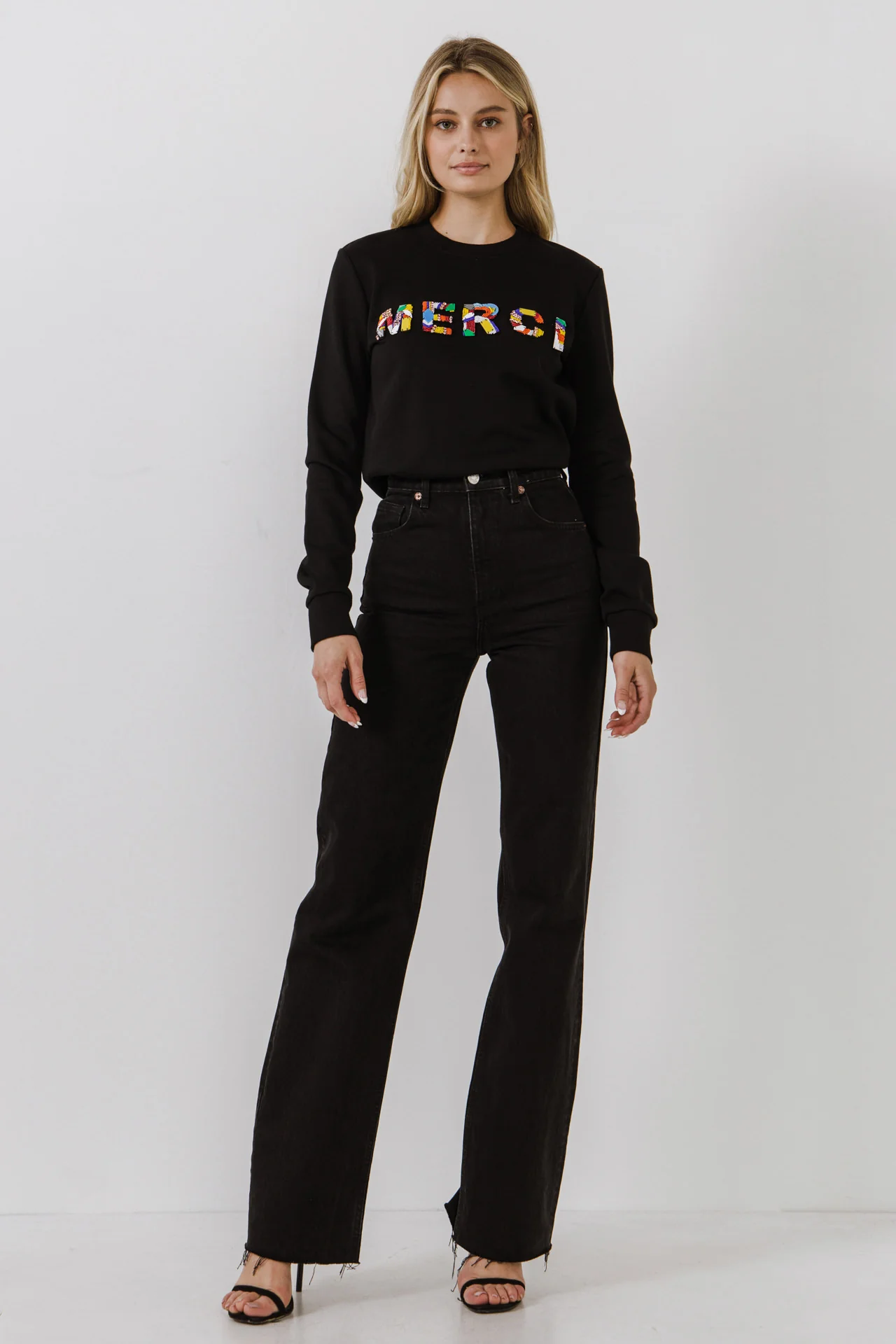 Merci Lettering Beads Sweatshirt