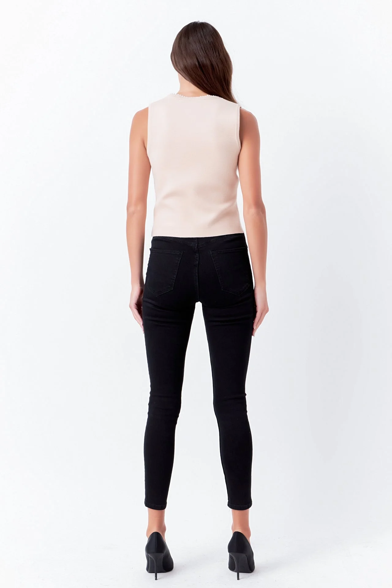 Pearl Trim Knit Tank Top