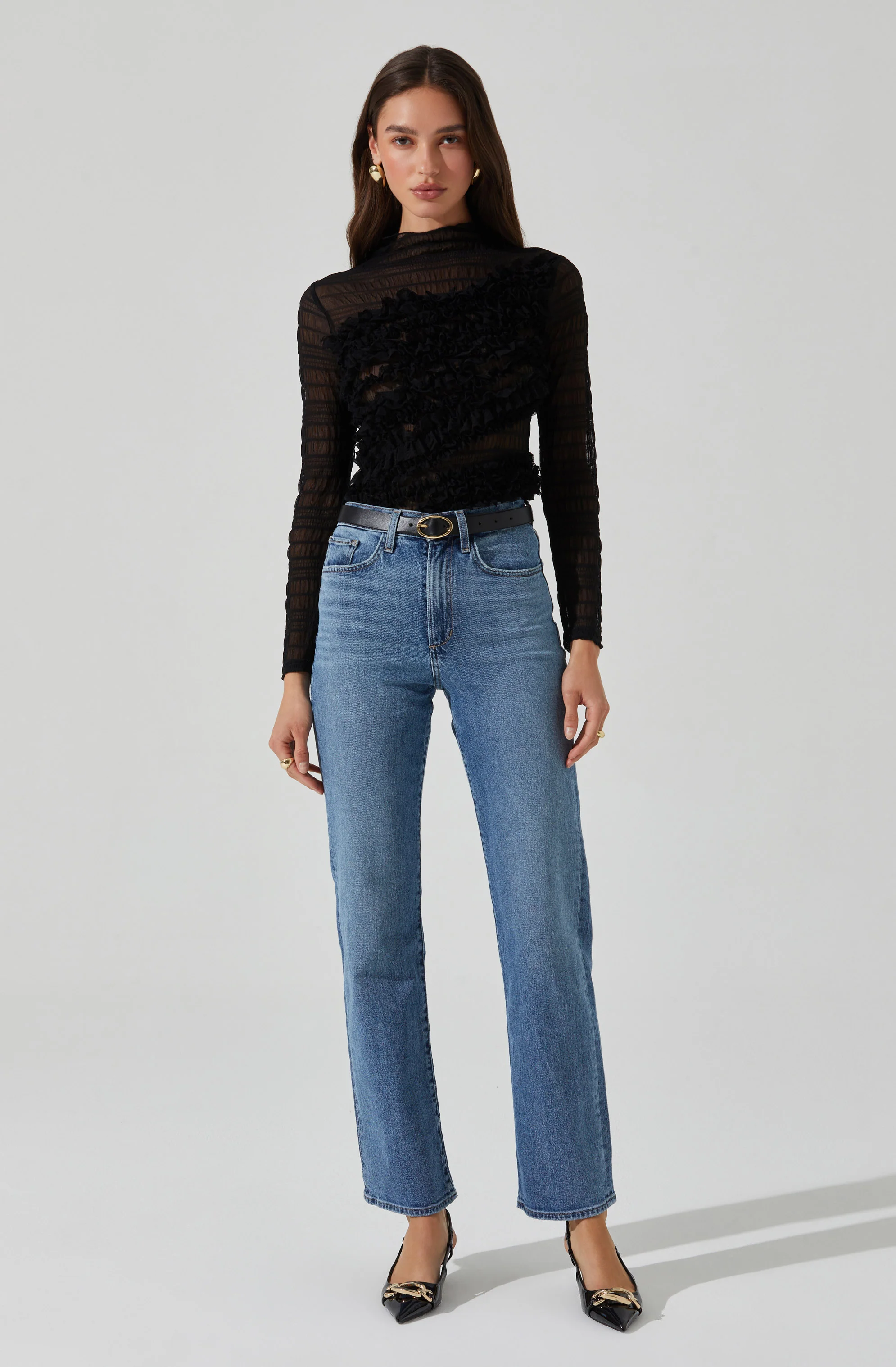 Owena Sheer 3D Ruffle Top