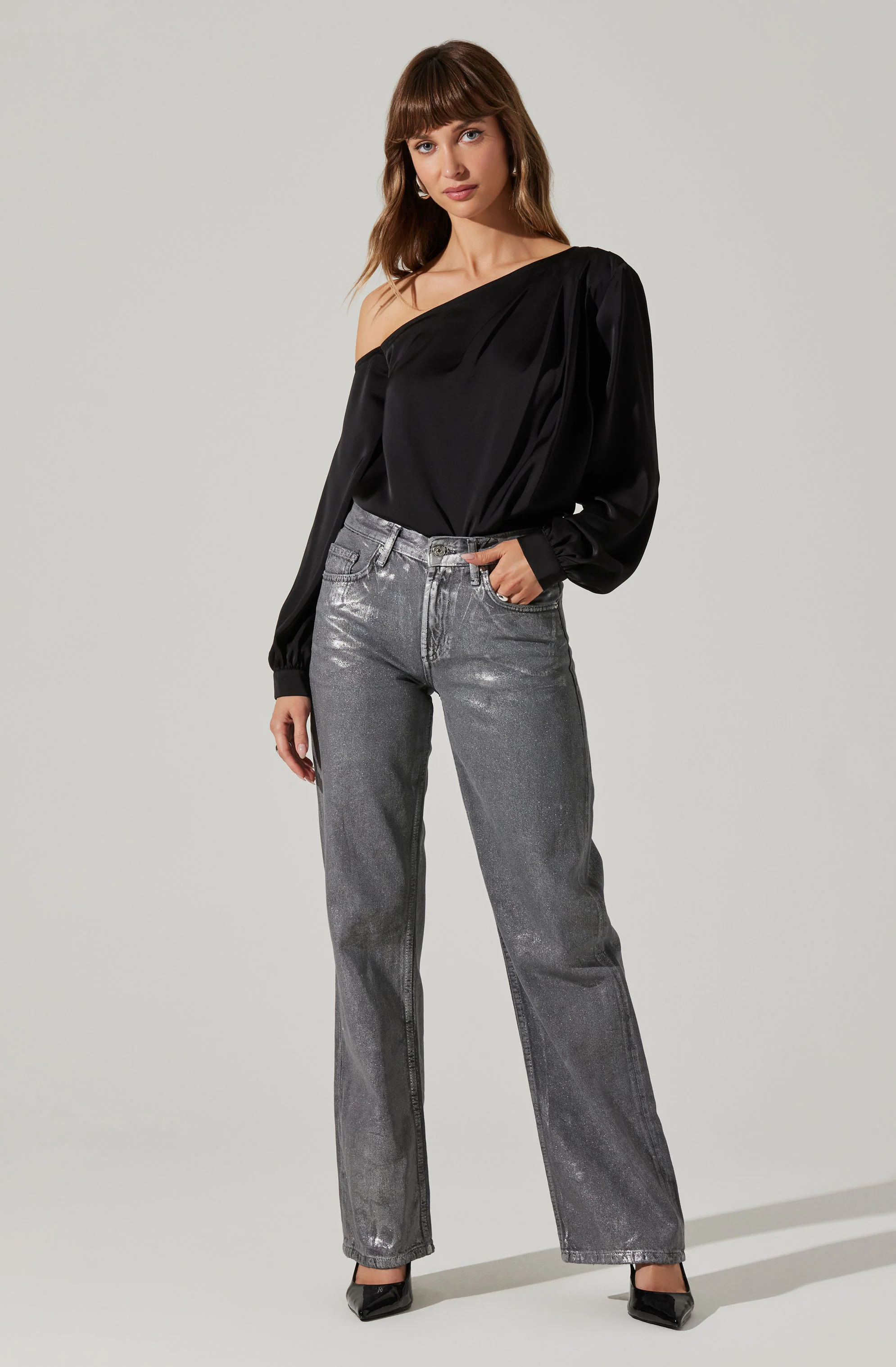 Nieves Satin One Shoulder Top