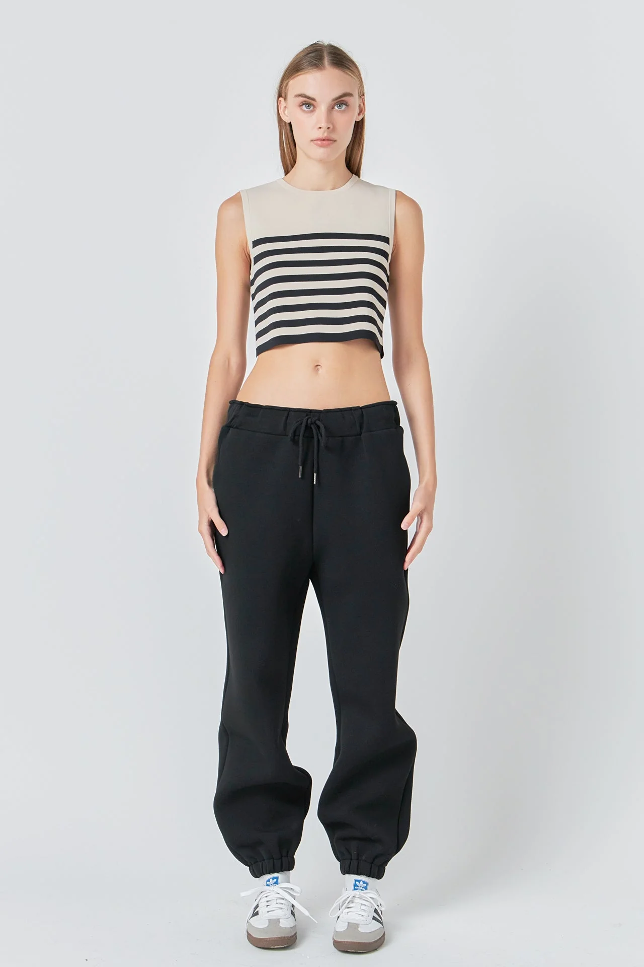 Striped Knit Sleeveless Top