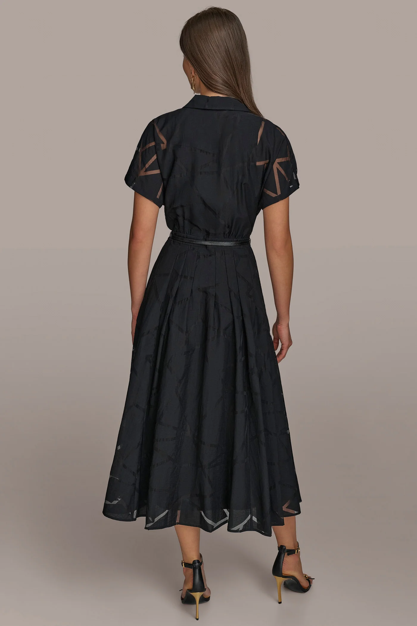 BURNOUT BELTED SHIRT DRESS
