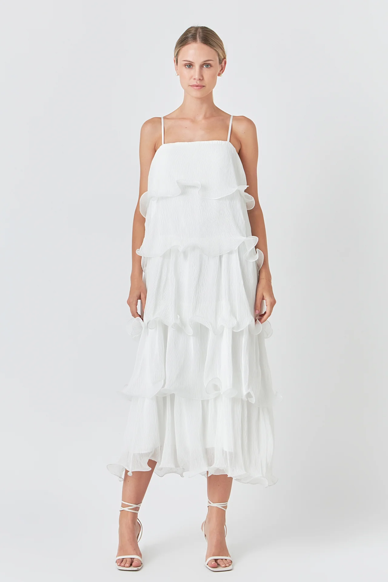 Pleated Tiered Long Dress