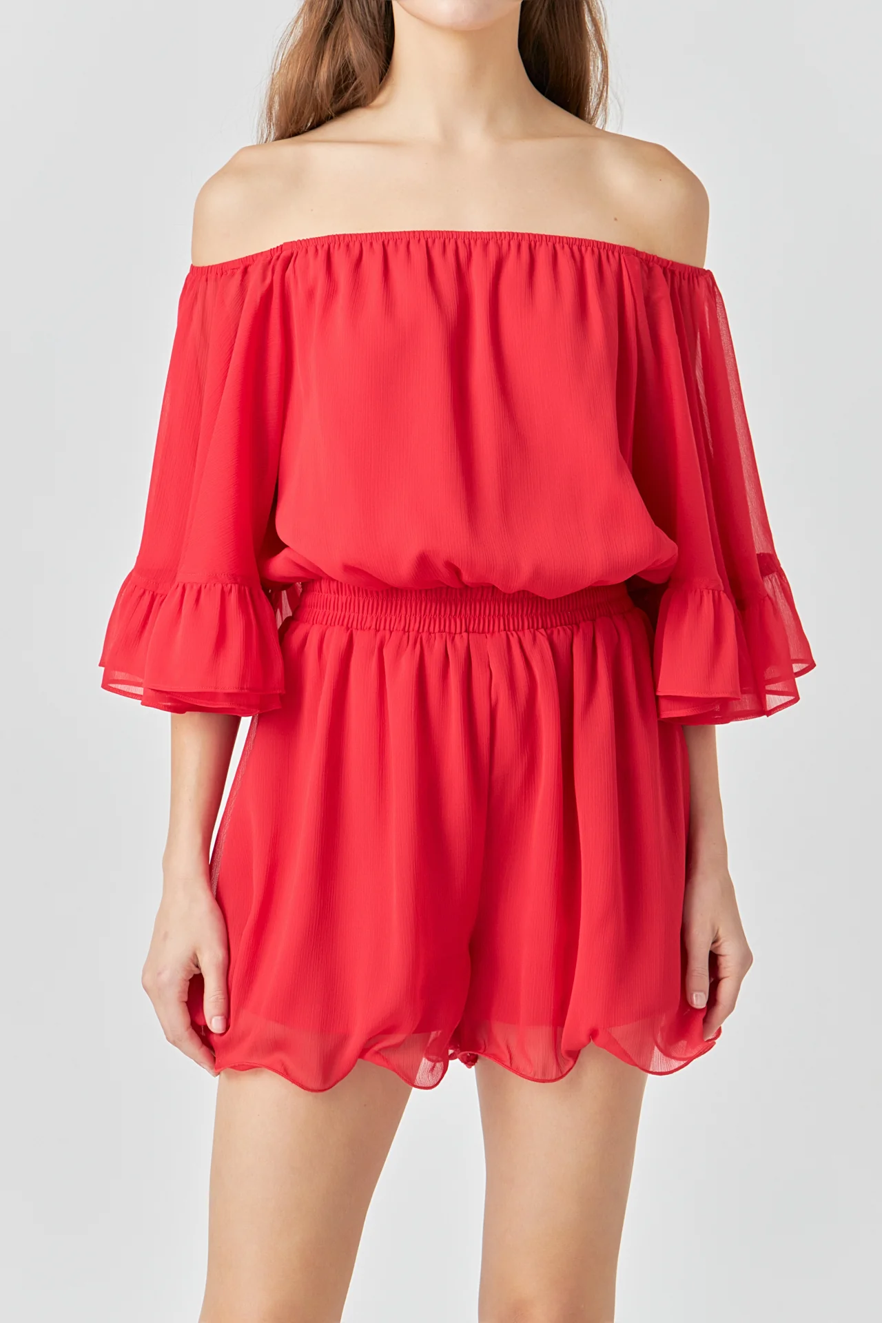 Ruffled Sleeve Romper