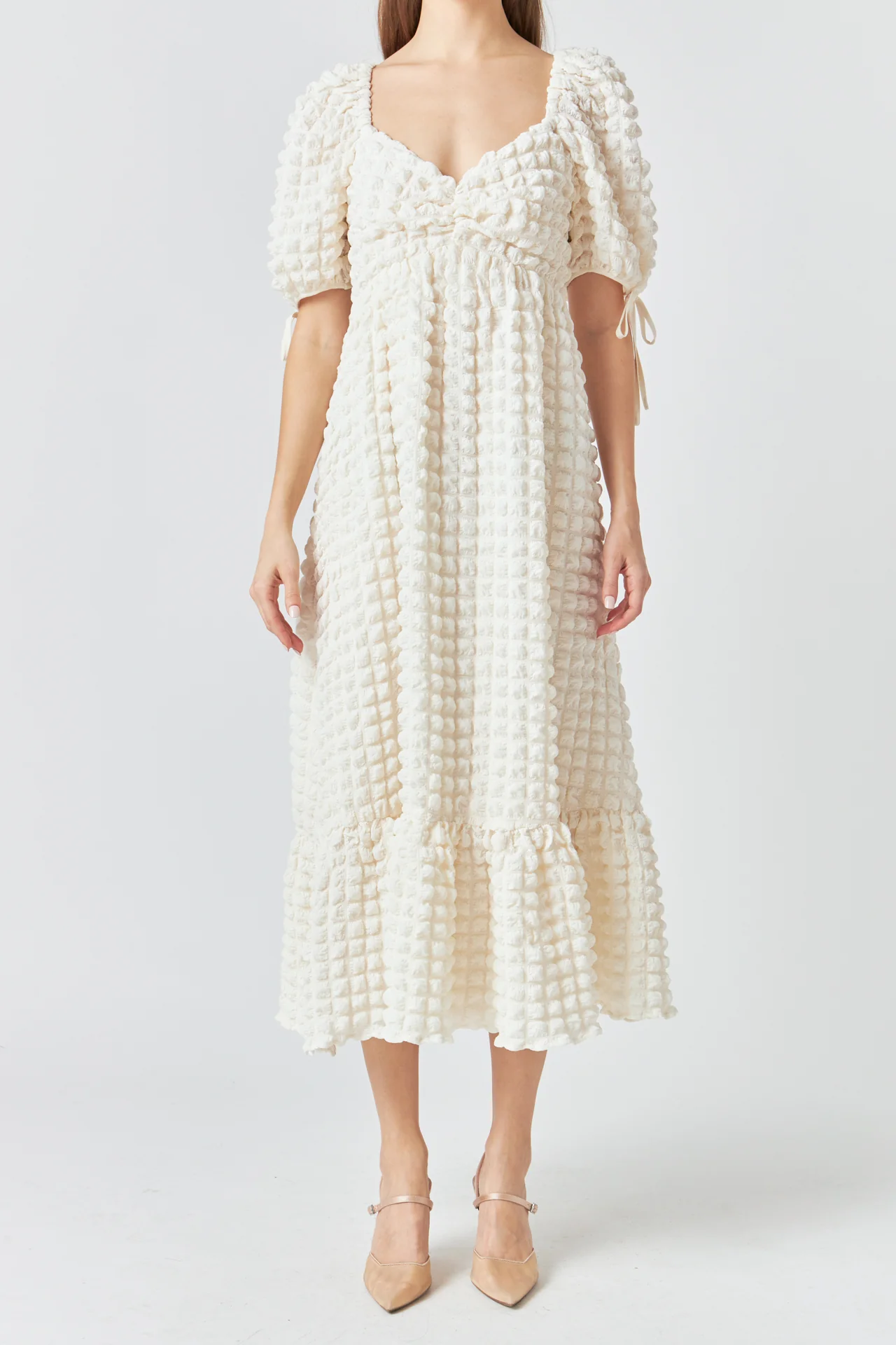 Bubble Puff Sleeve Maxi Dress