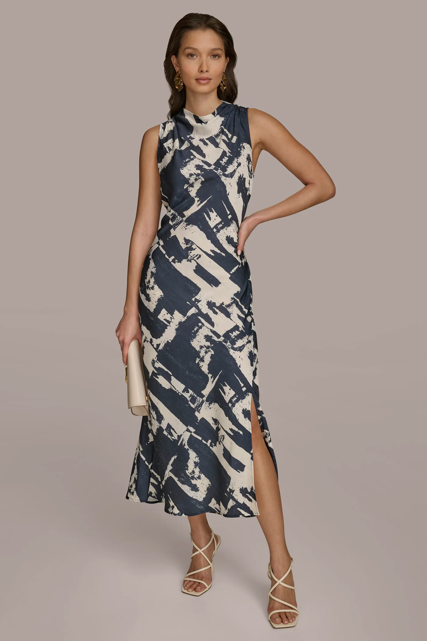PRINTED MOCK NECK DRESS