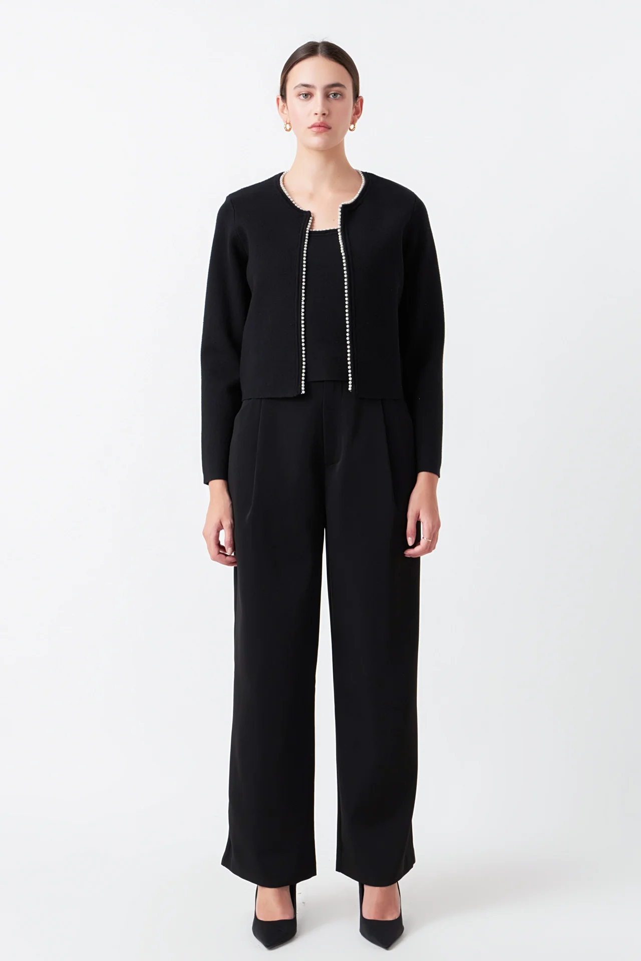 Pearl Trim Knit Cardigan