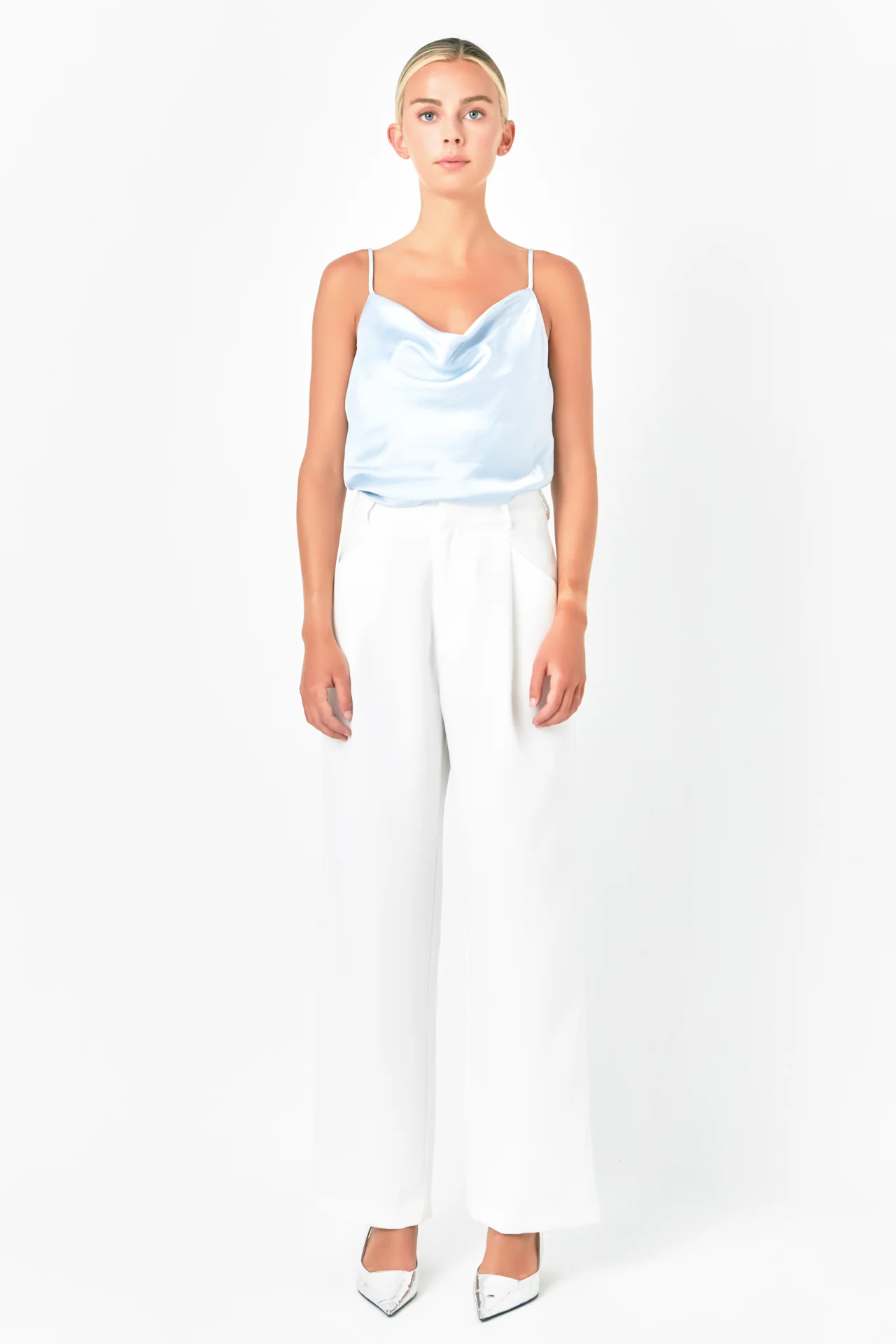 Satin Cowl Neck Top