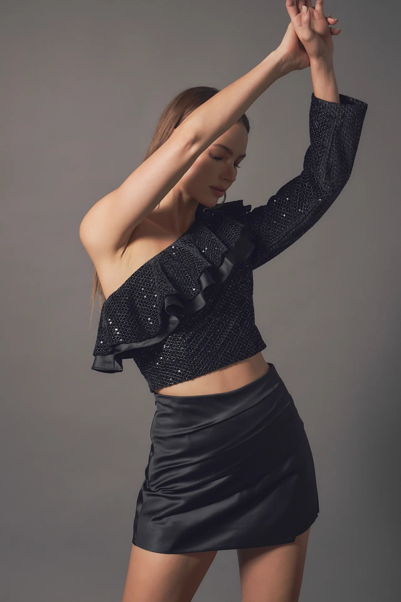 One Shoulder Sequin Top