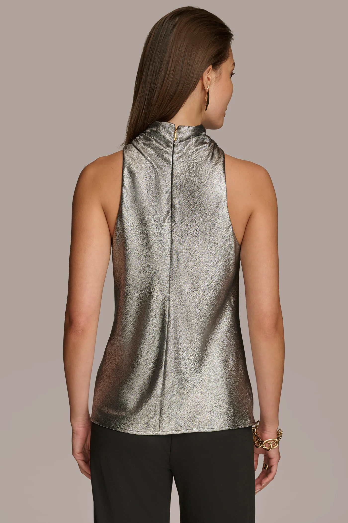 METALLIC HIGH COWL TOP