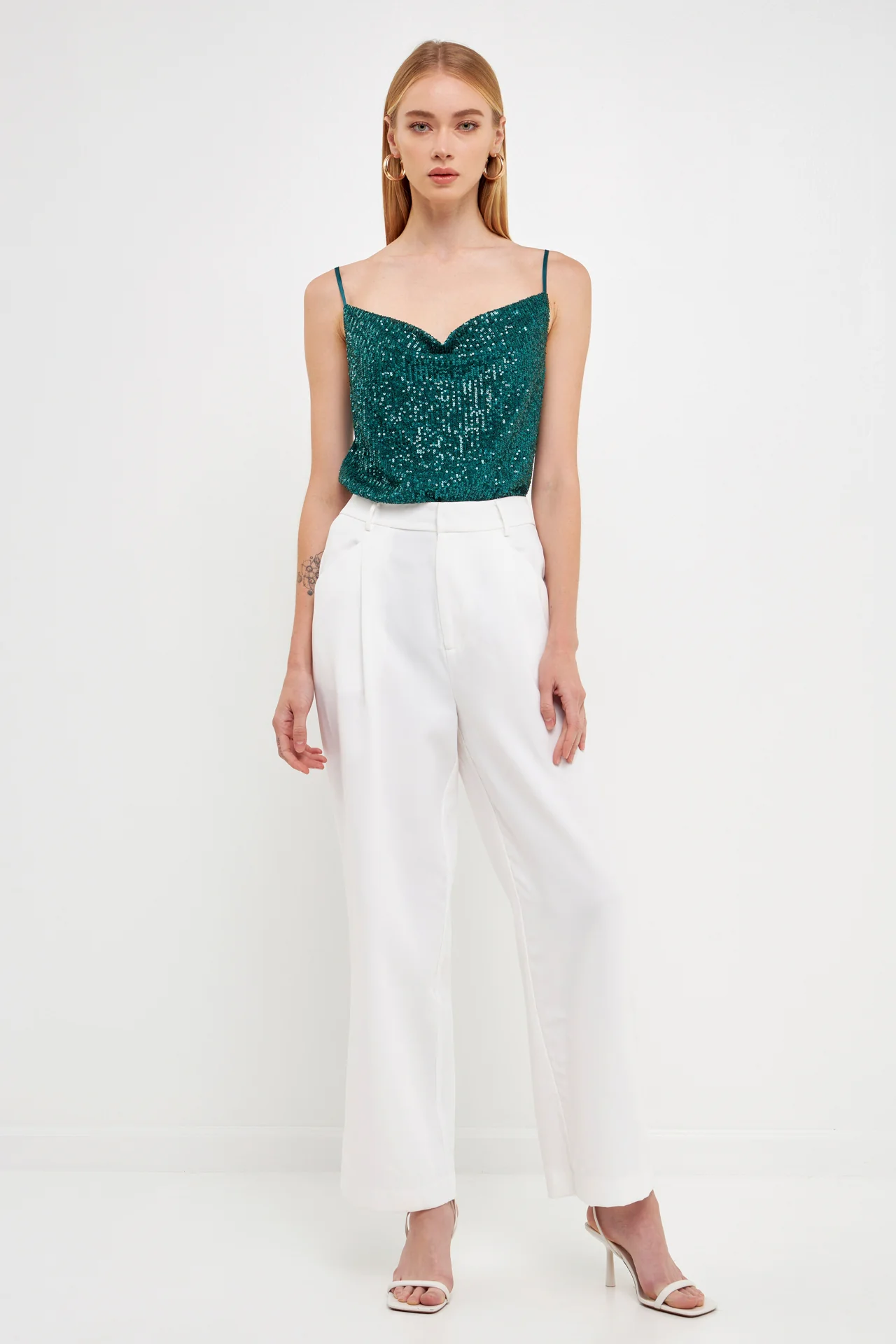 Sequins Cowl Neck Top