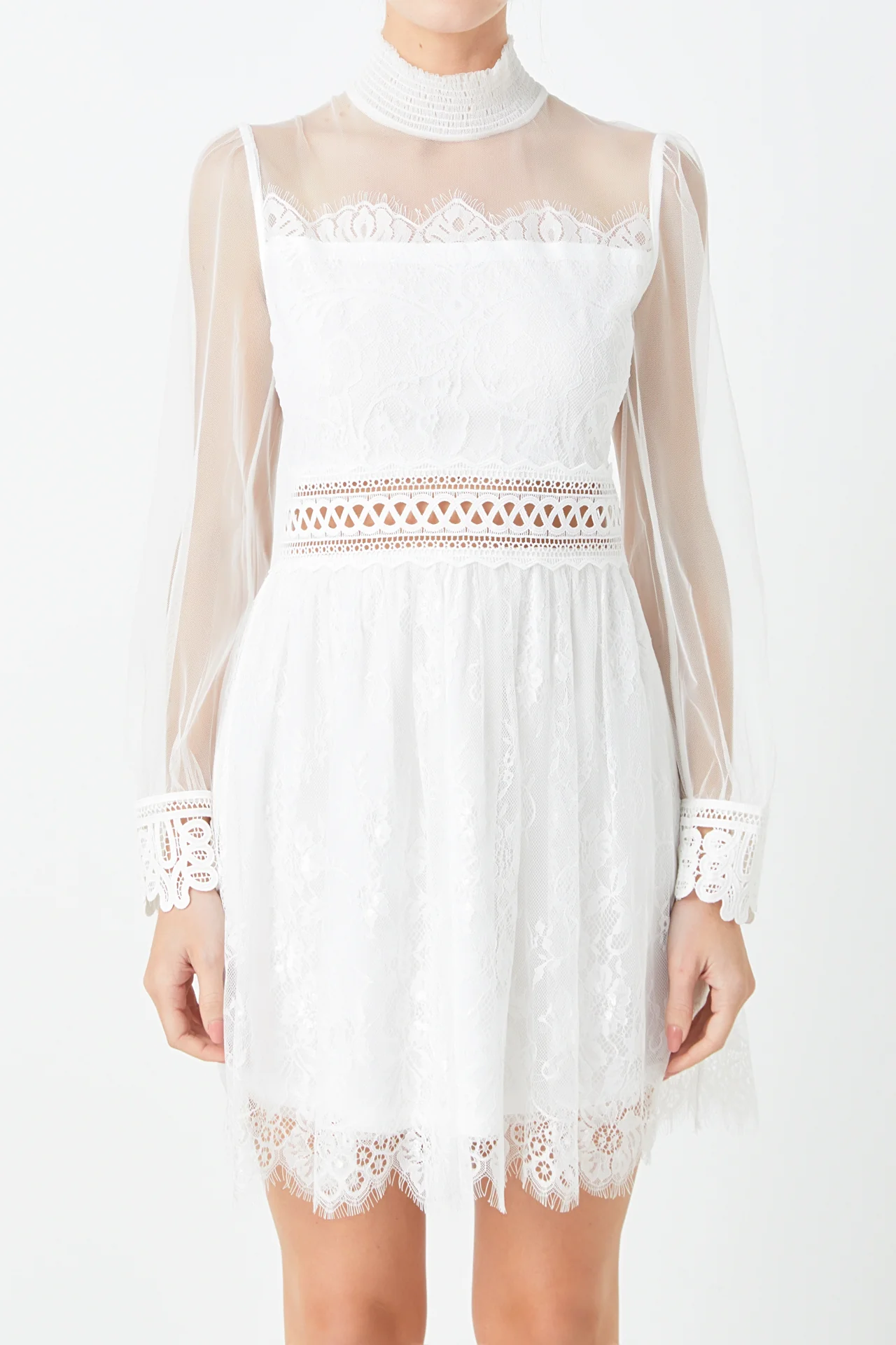 Long Sleeve Lace Mini Dress