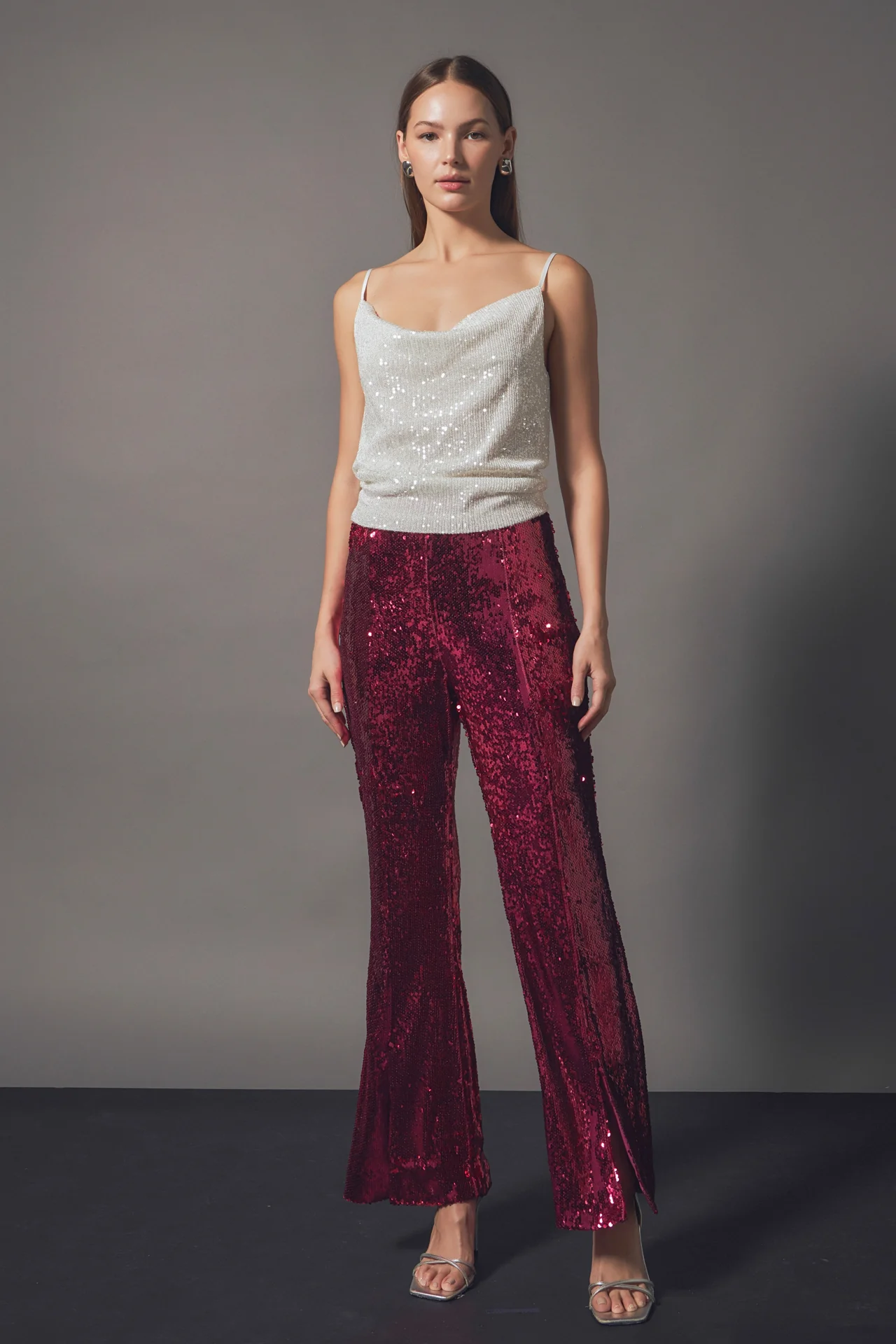 Sequins Cowl Neck Top