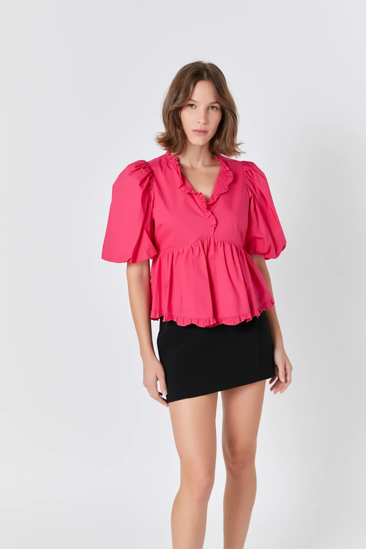 Puff Sleeve Peplum Top