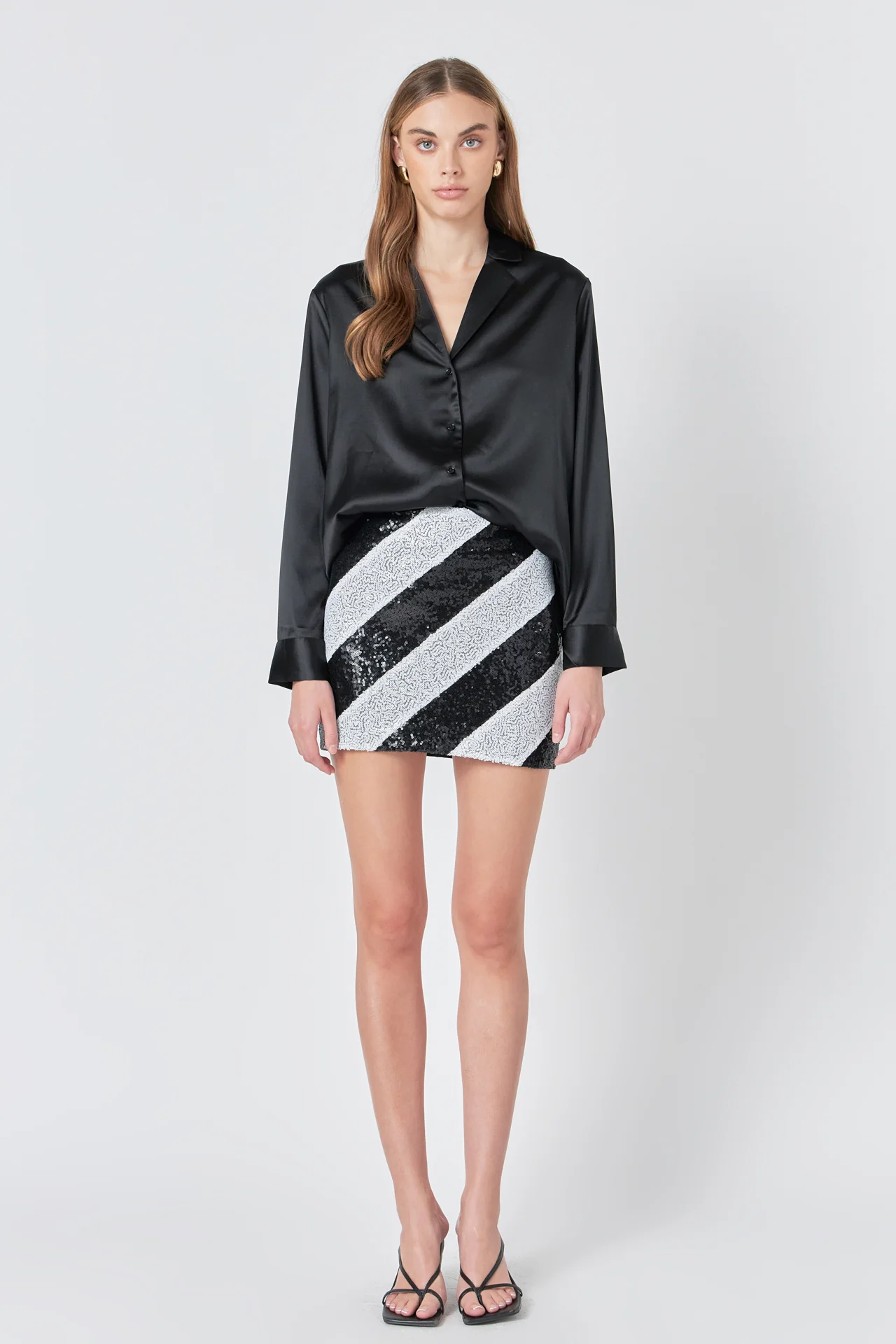 Striped Sequins Skirt