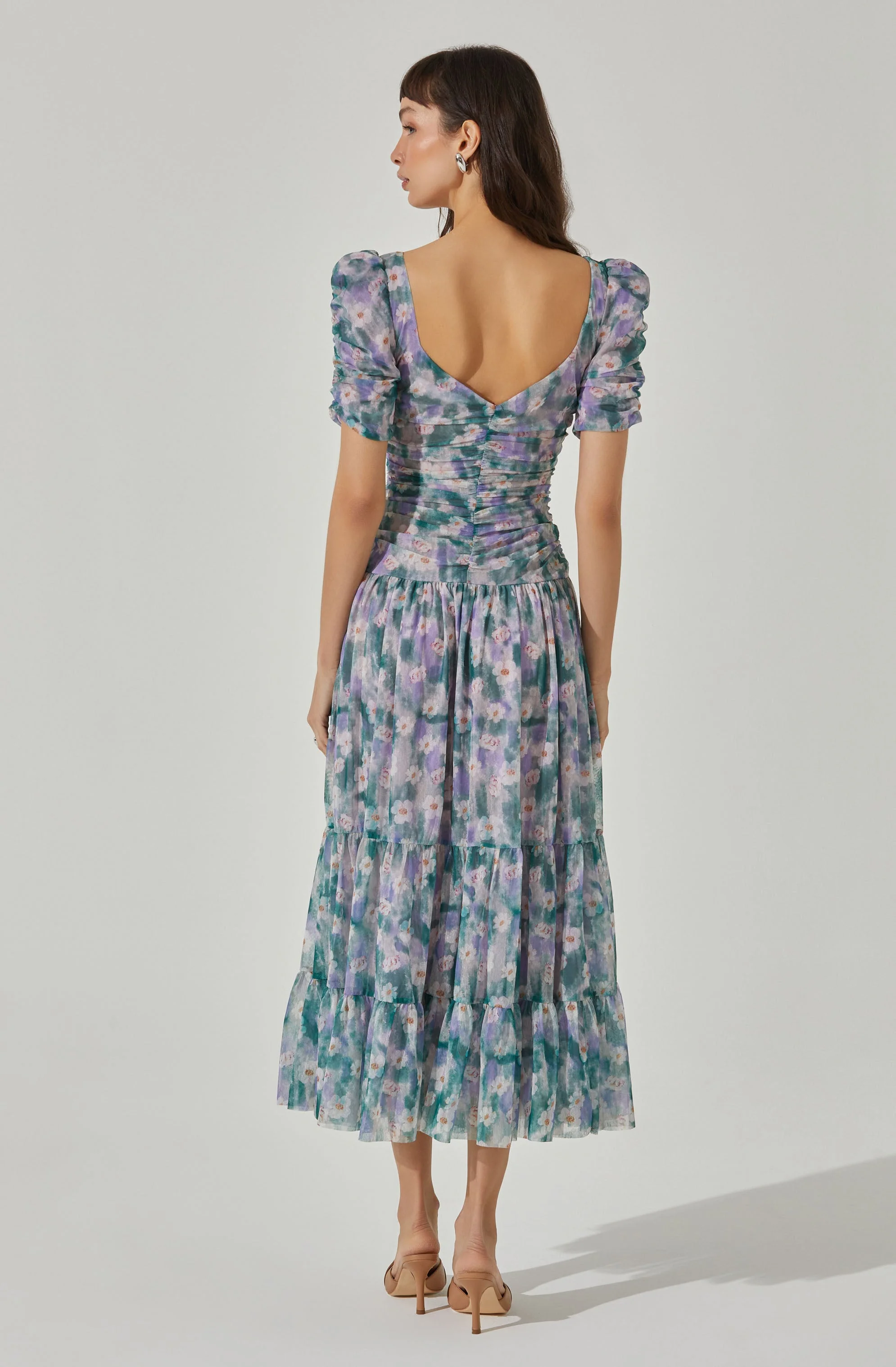 Sweetheart Floral Mesh Midi Dress