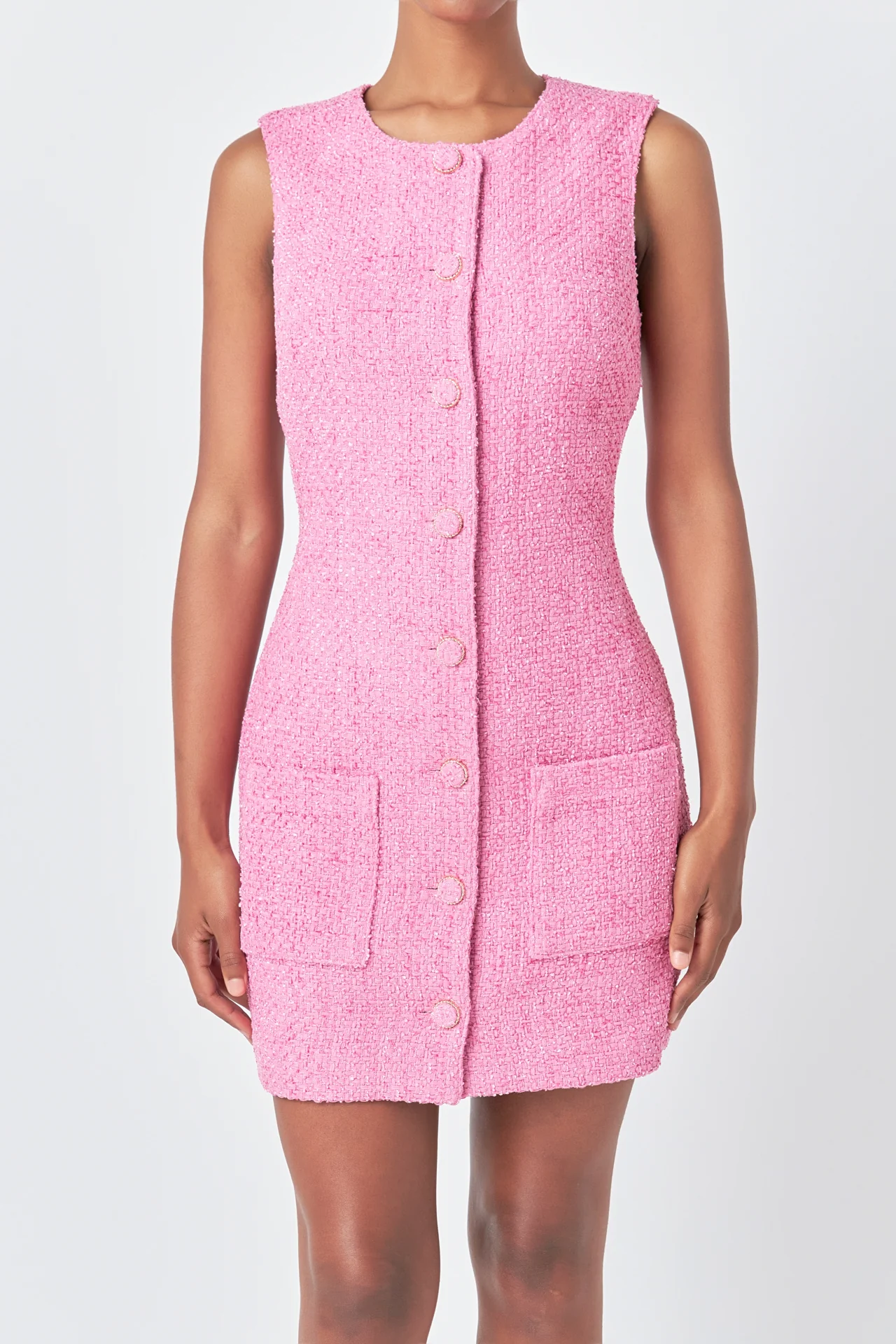 Sleeveless Tweed Mini Dress