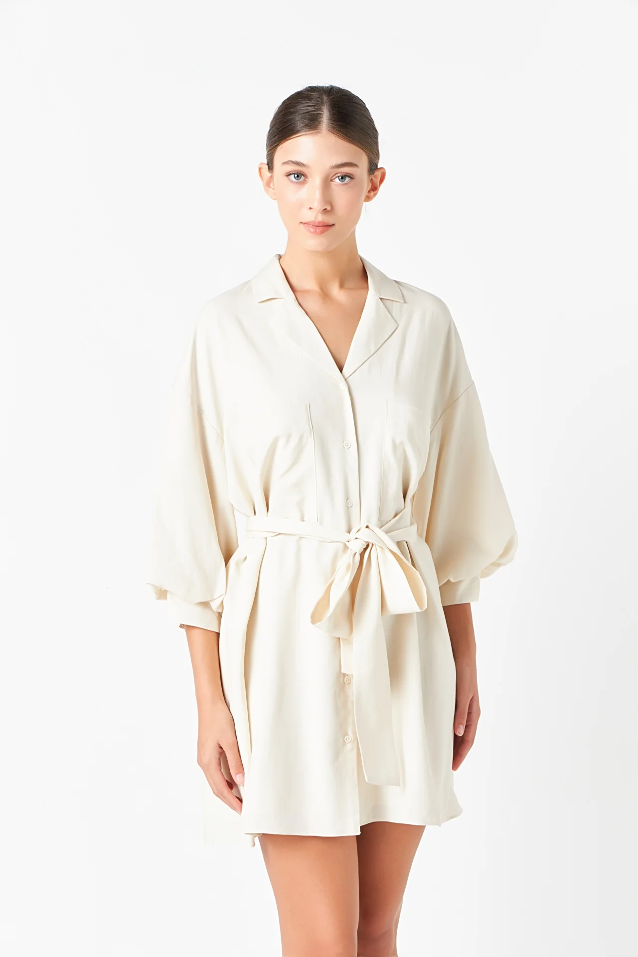 Belted Mini Shirt Dress