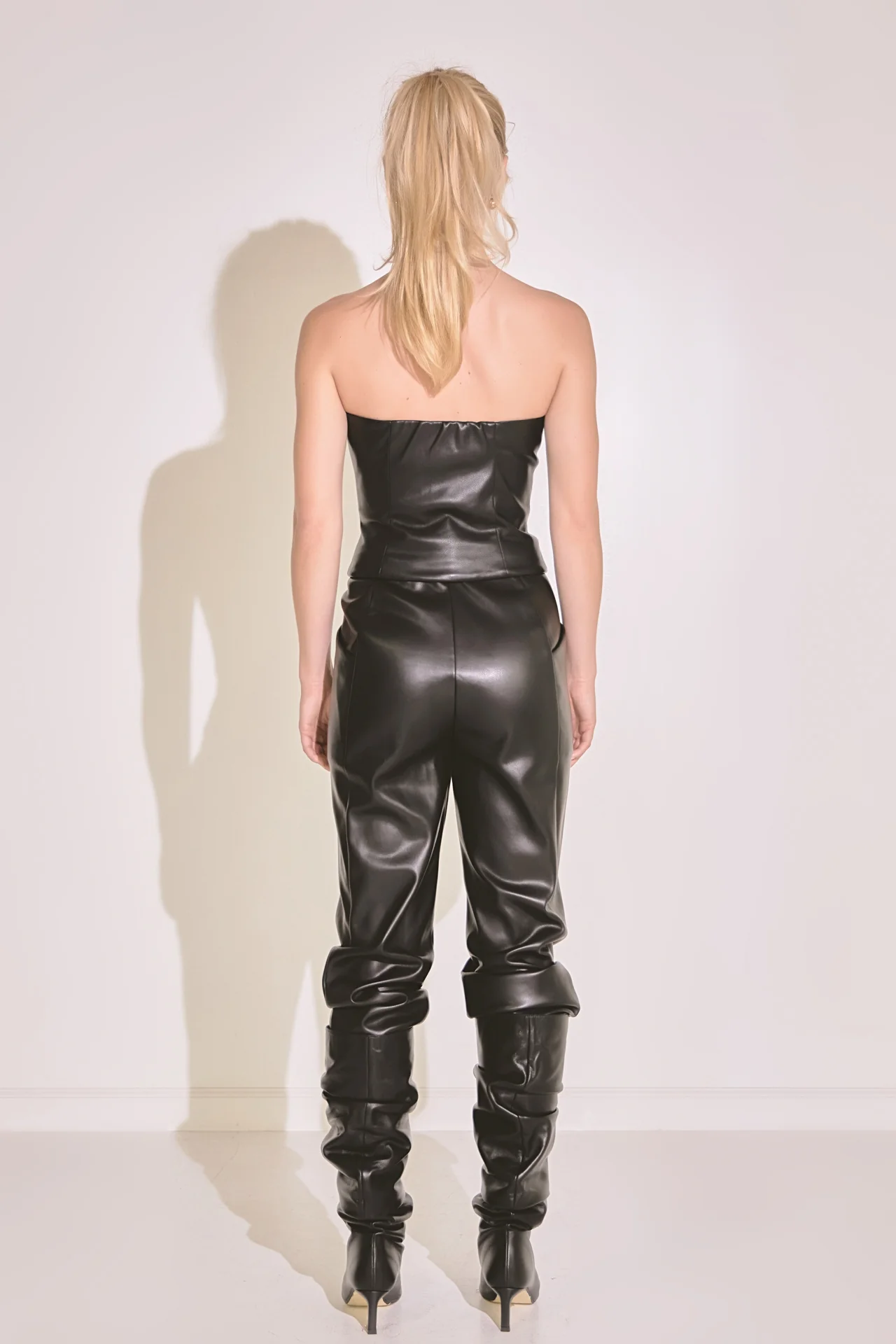 Faux Leather Strapless Top