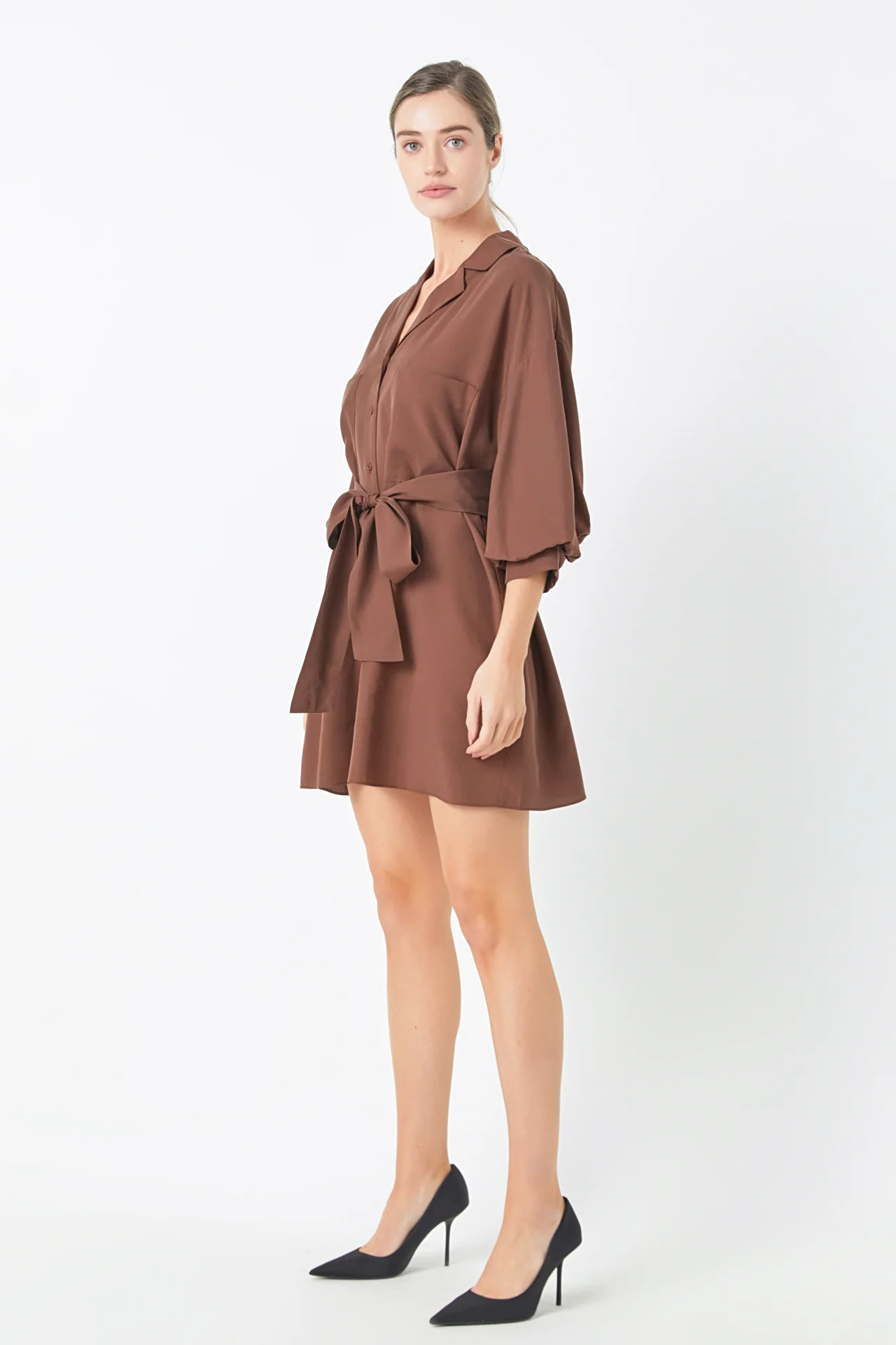 Belted Mini Shirt Dress