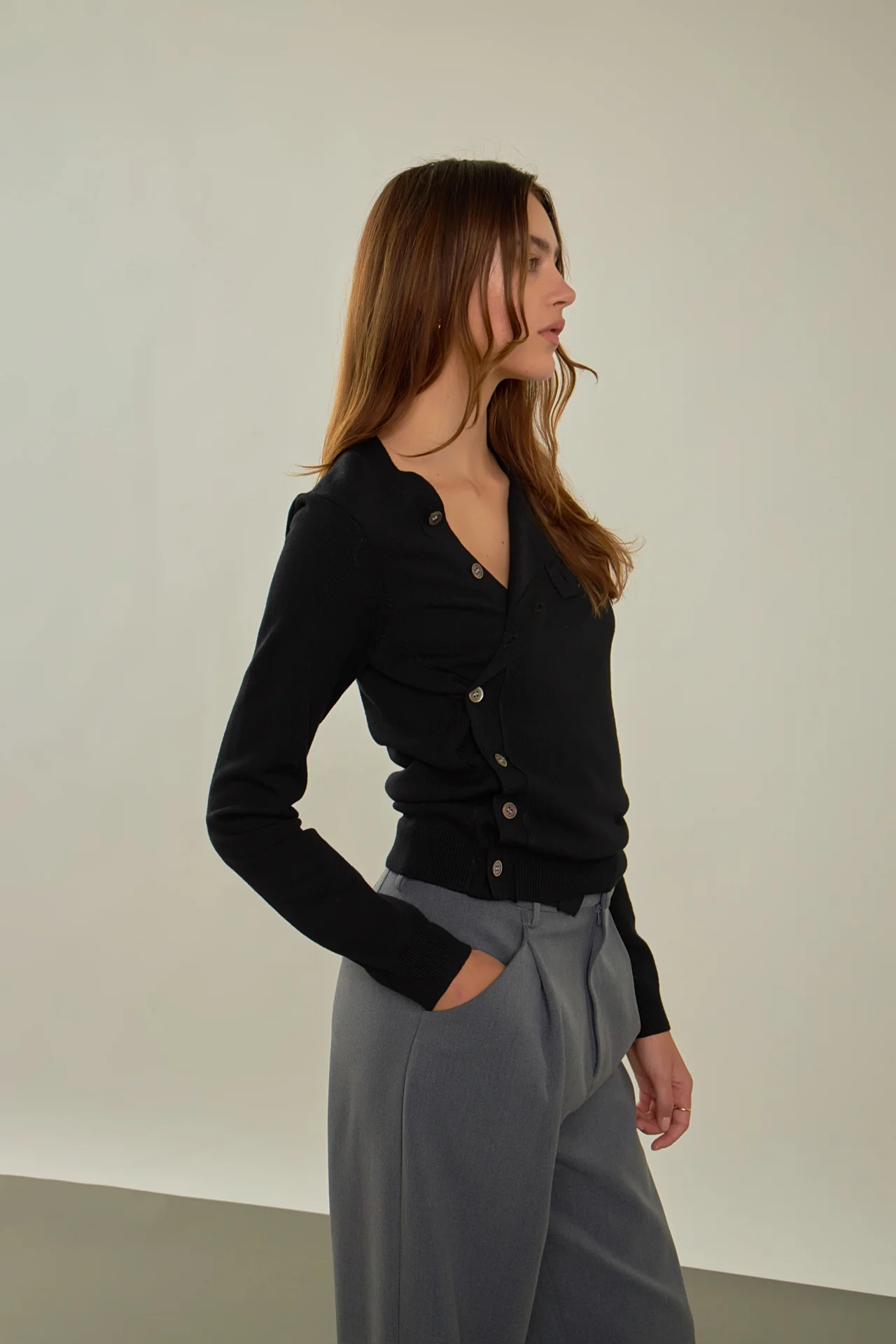 Knit Cardigan with Cross Over Buttons