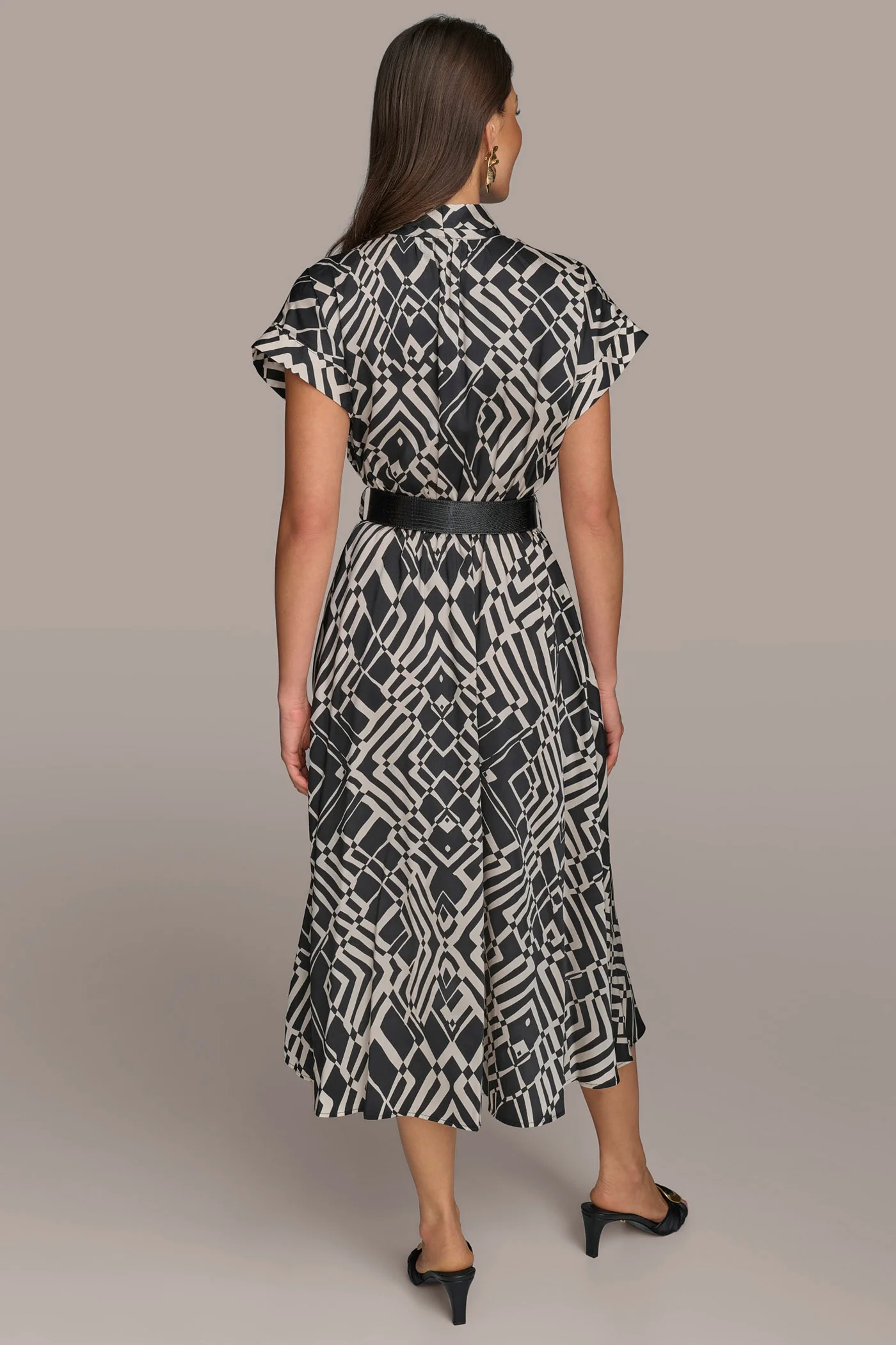 ABSTRACT MIDI SHIRT DRESS