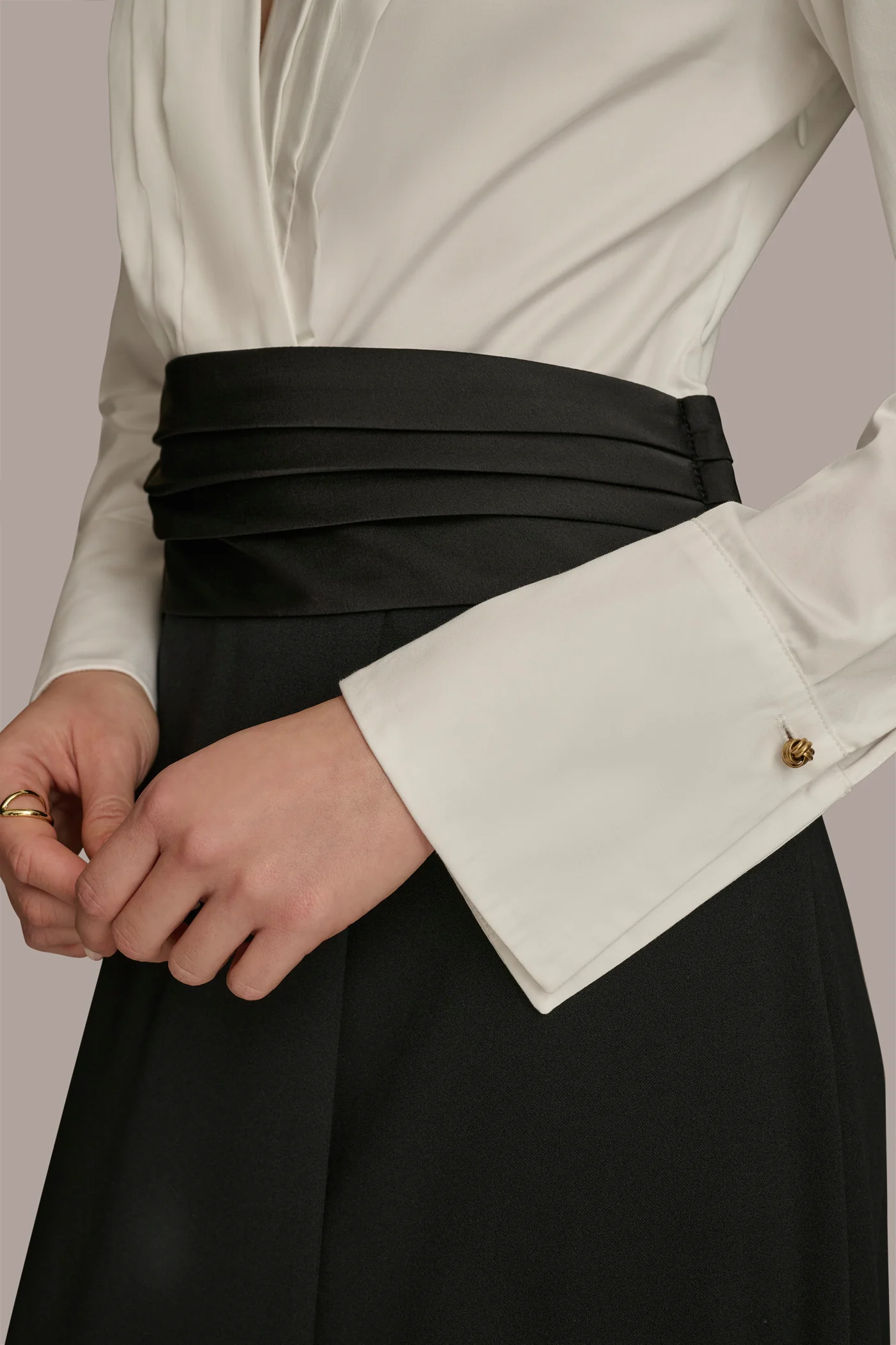 TUXEDO GOWN WITH FRENCH CUFFS