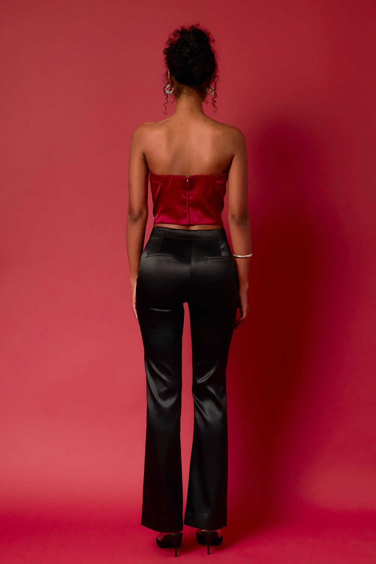 Satin Strapless Curved Bustier
