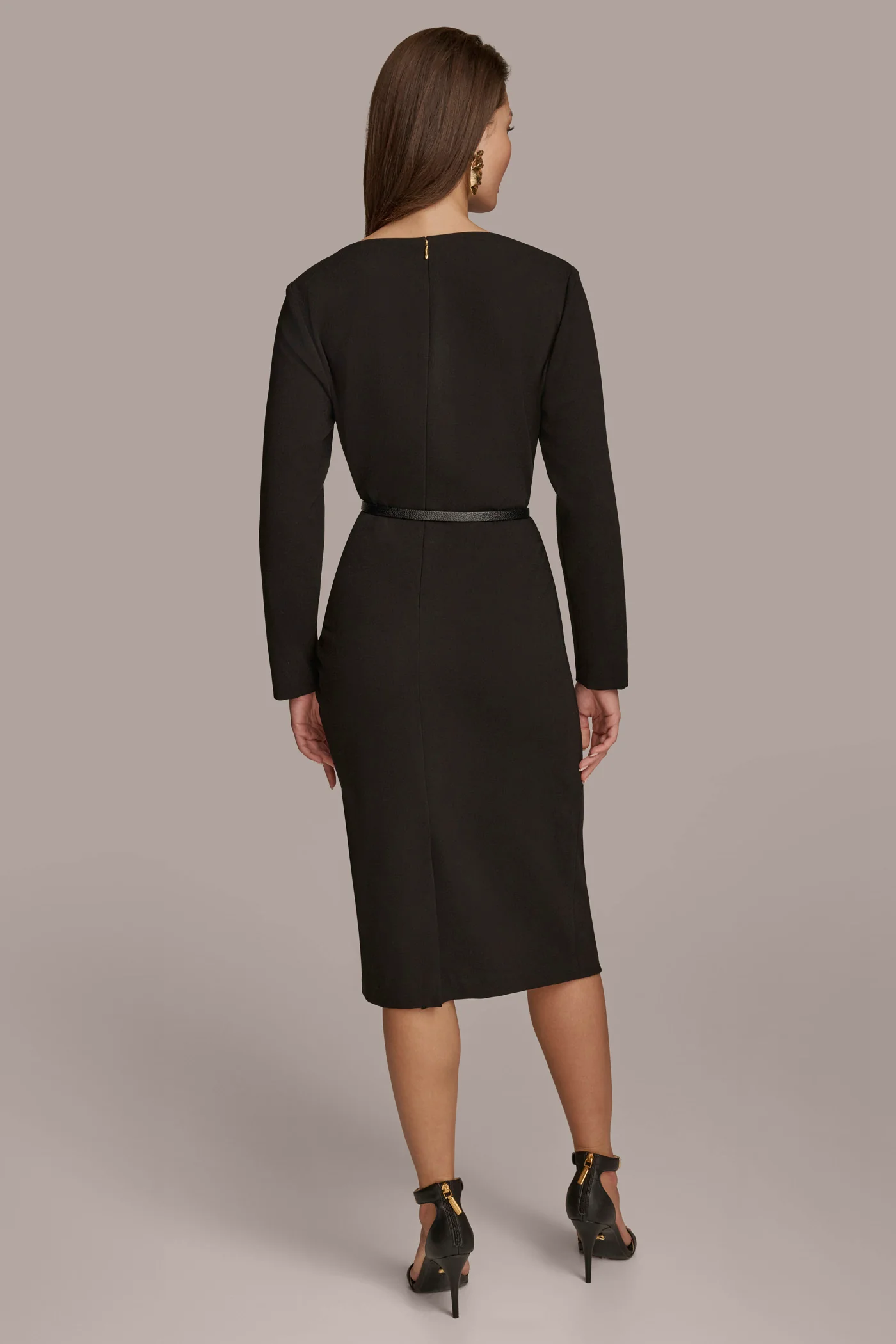 COWL NECK BAR BELT DRESS