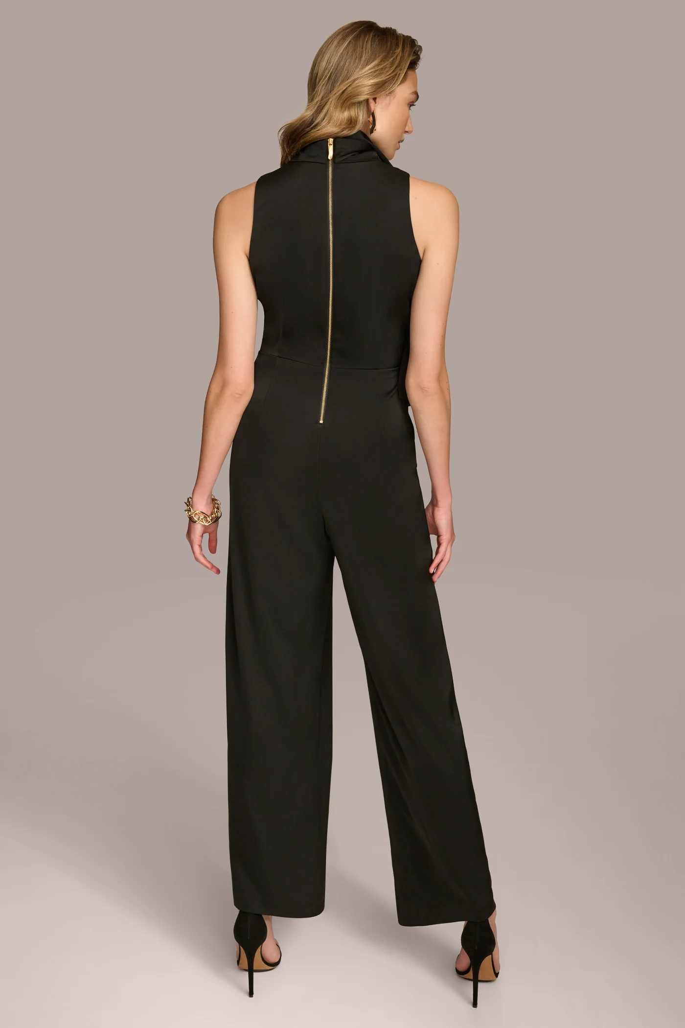SATIN V NECK JUMPSUIT