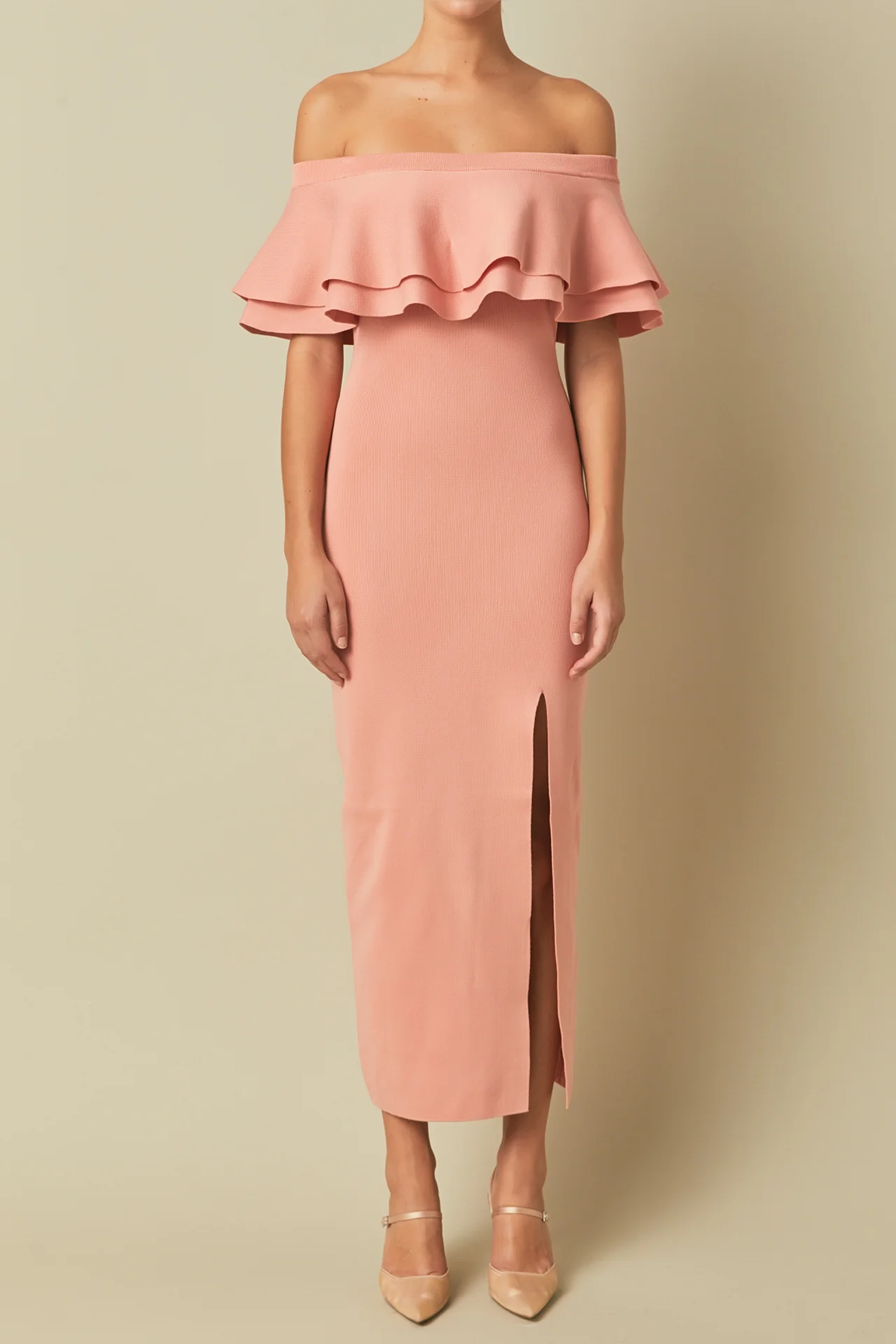 Off the Shoulder Ruffle Maxi Dress