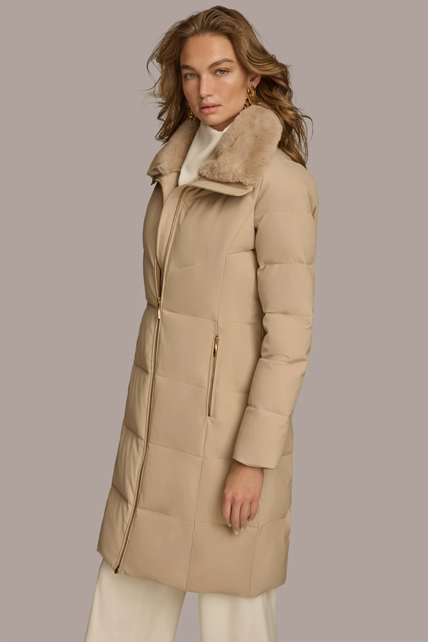 Walker Puffer Coat with Faux Fur Trim