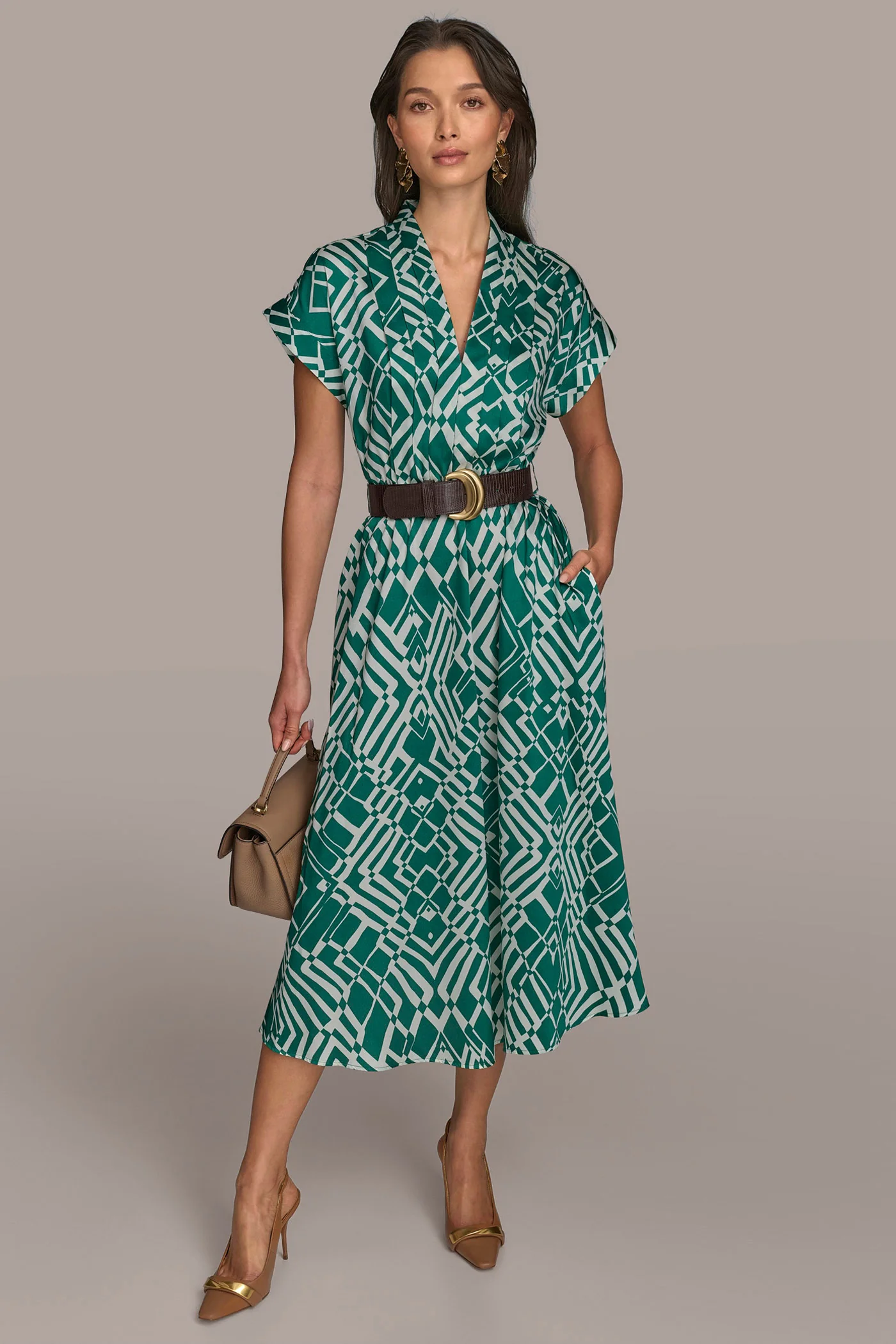 ABSTRACT MIDI SHIRT DRESS