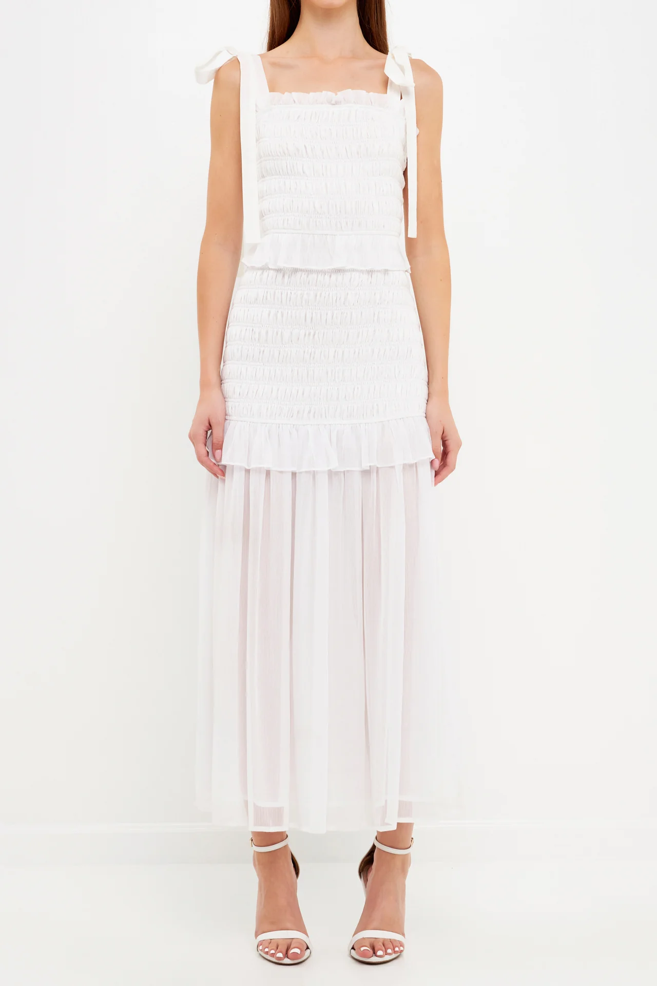 Smocked Drop Waist Combination Maxi