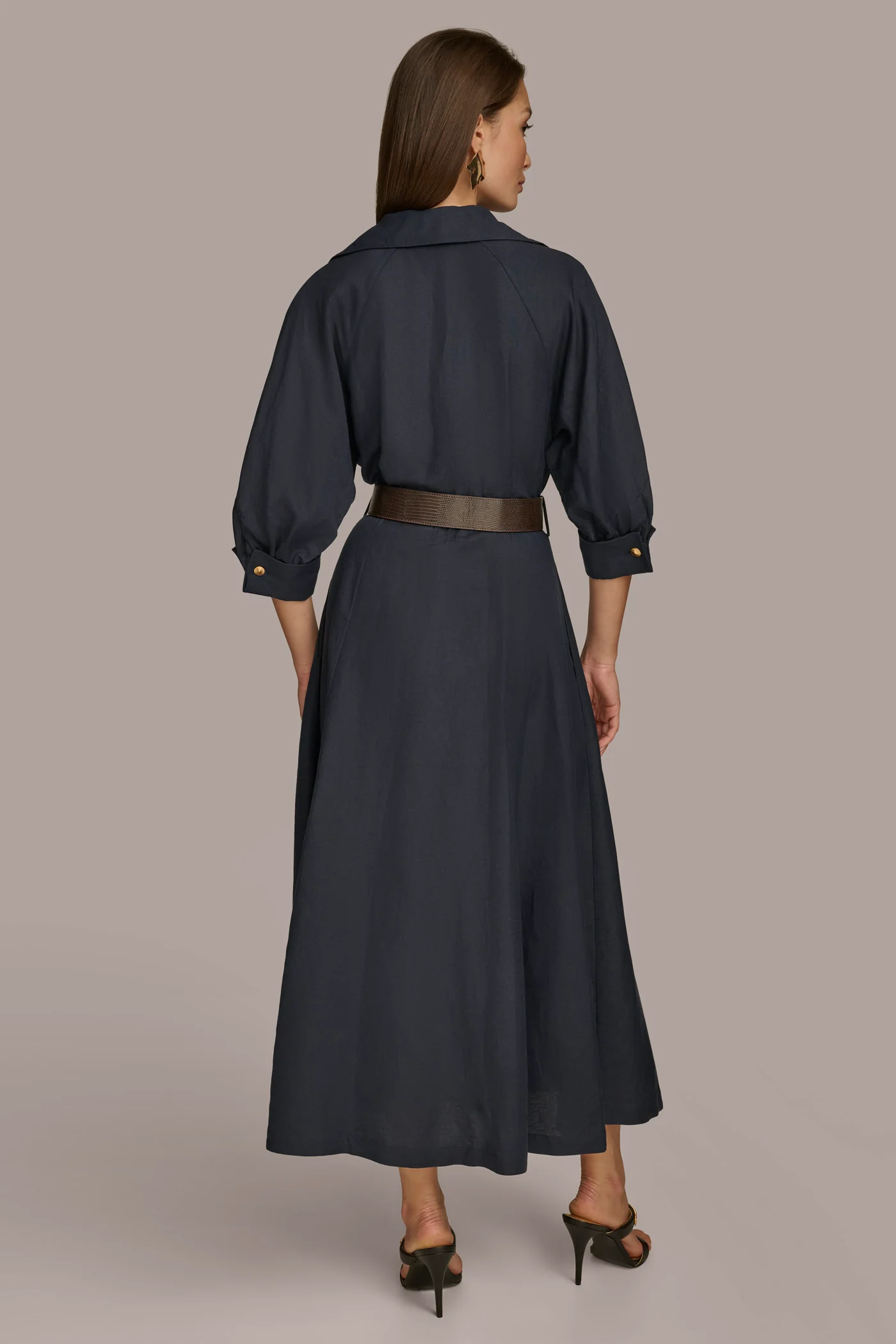 LINEN MIDI SHIRT DRESS