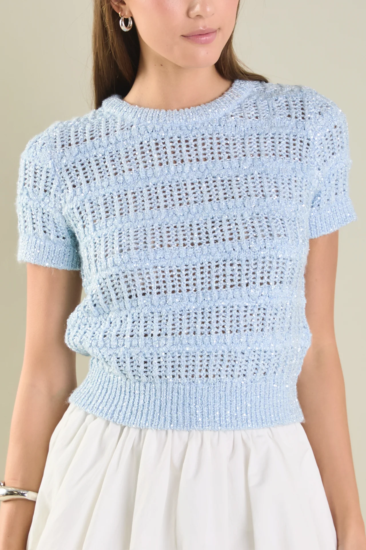 Sequins Short Sleeve Top