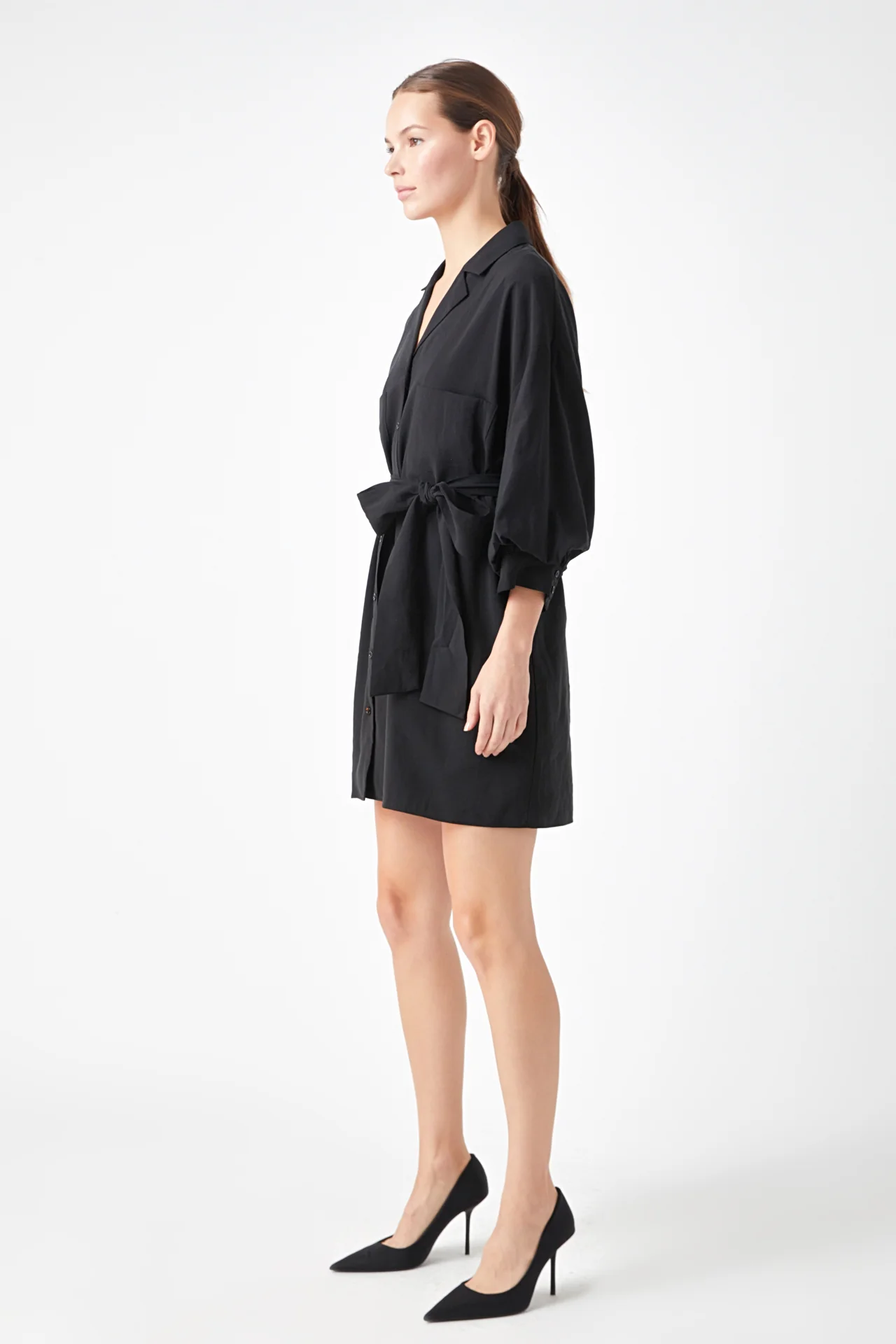 Belted Mini Shirt Dress