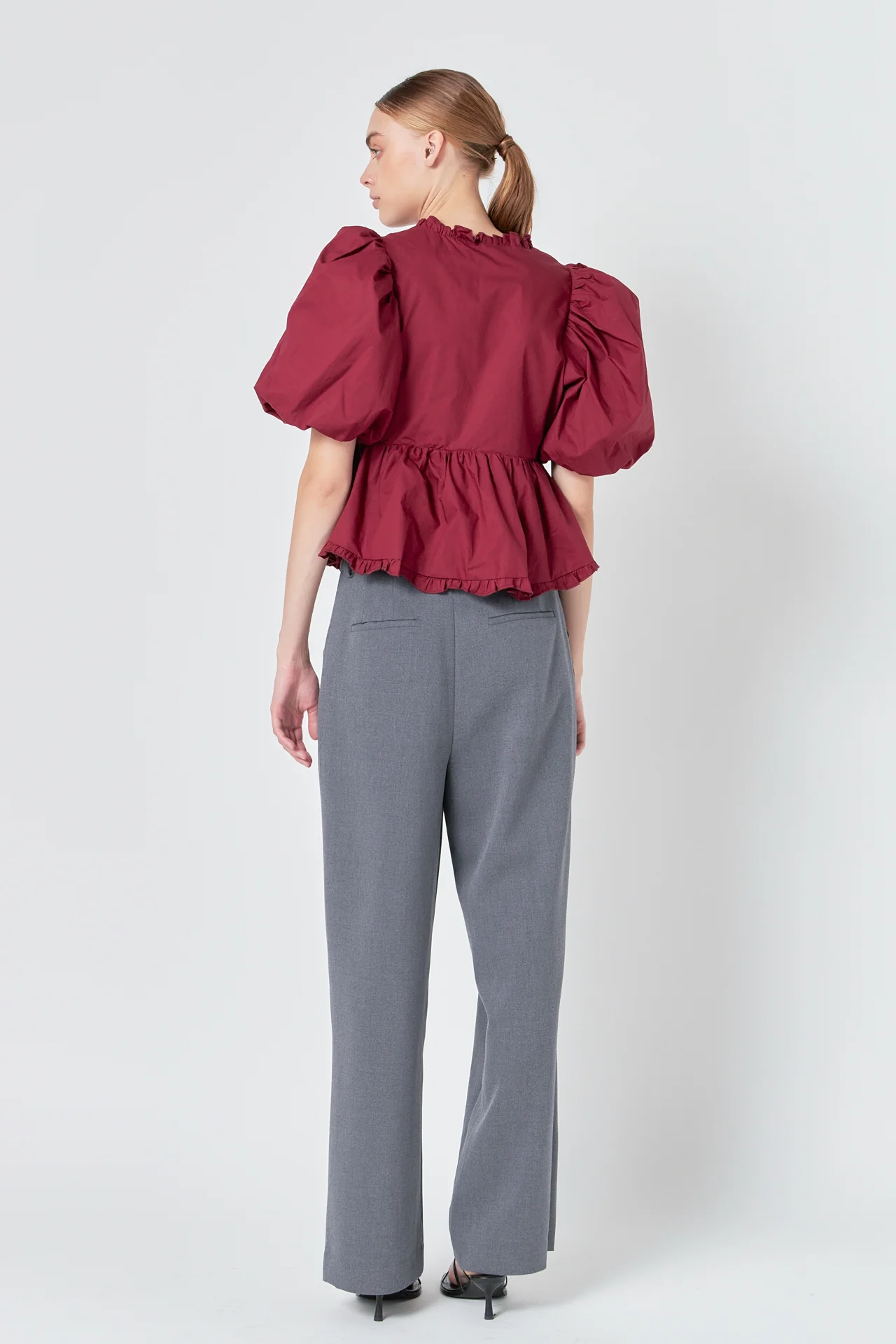 Puff Sleeve Peplum Top