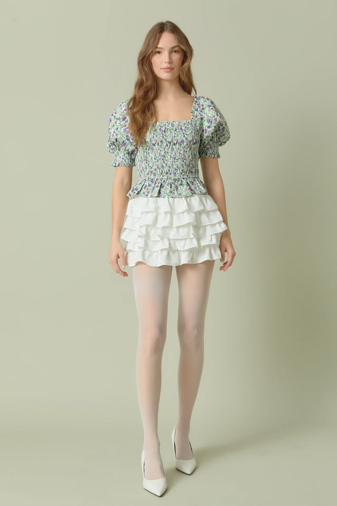 Tiered Ruffle Mini Skirt