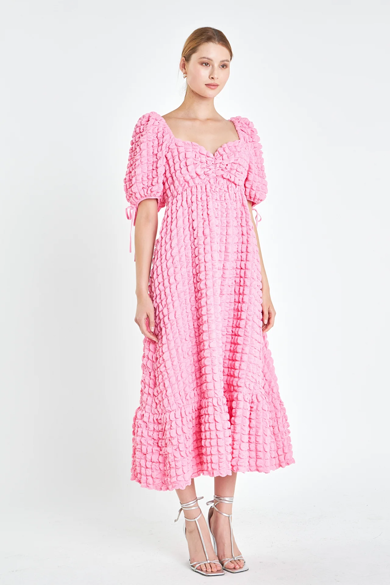 Bubble Puff Sleeve Maxi Dress