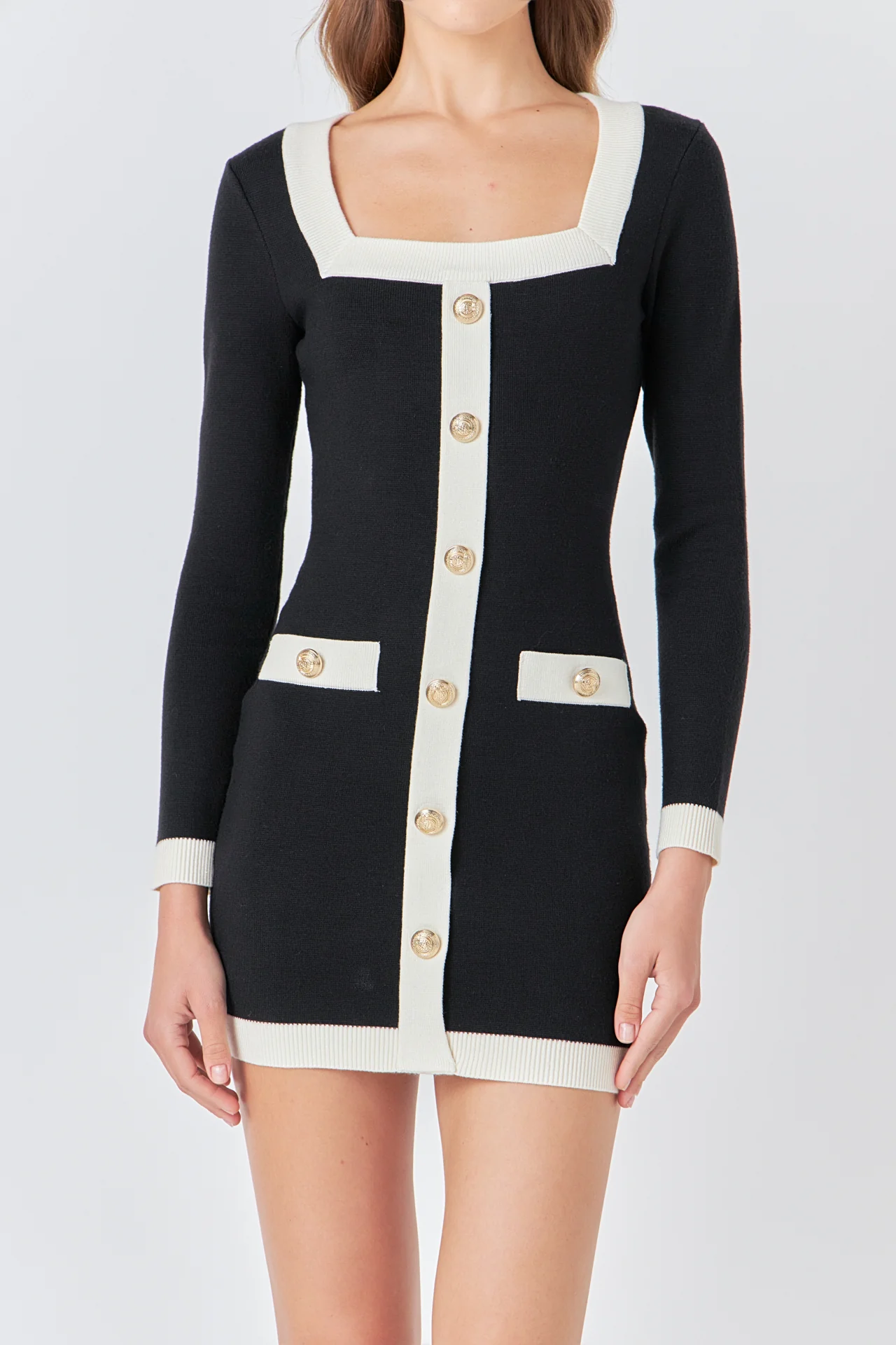 Long-Sleeve Knit Mini Dress