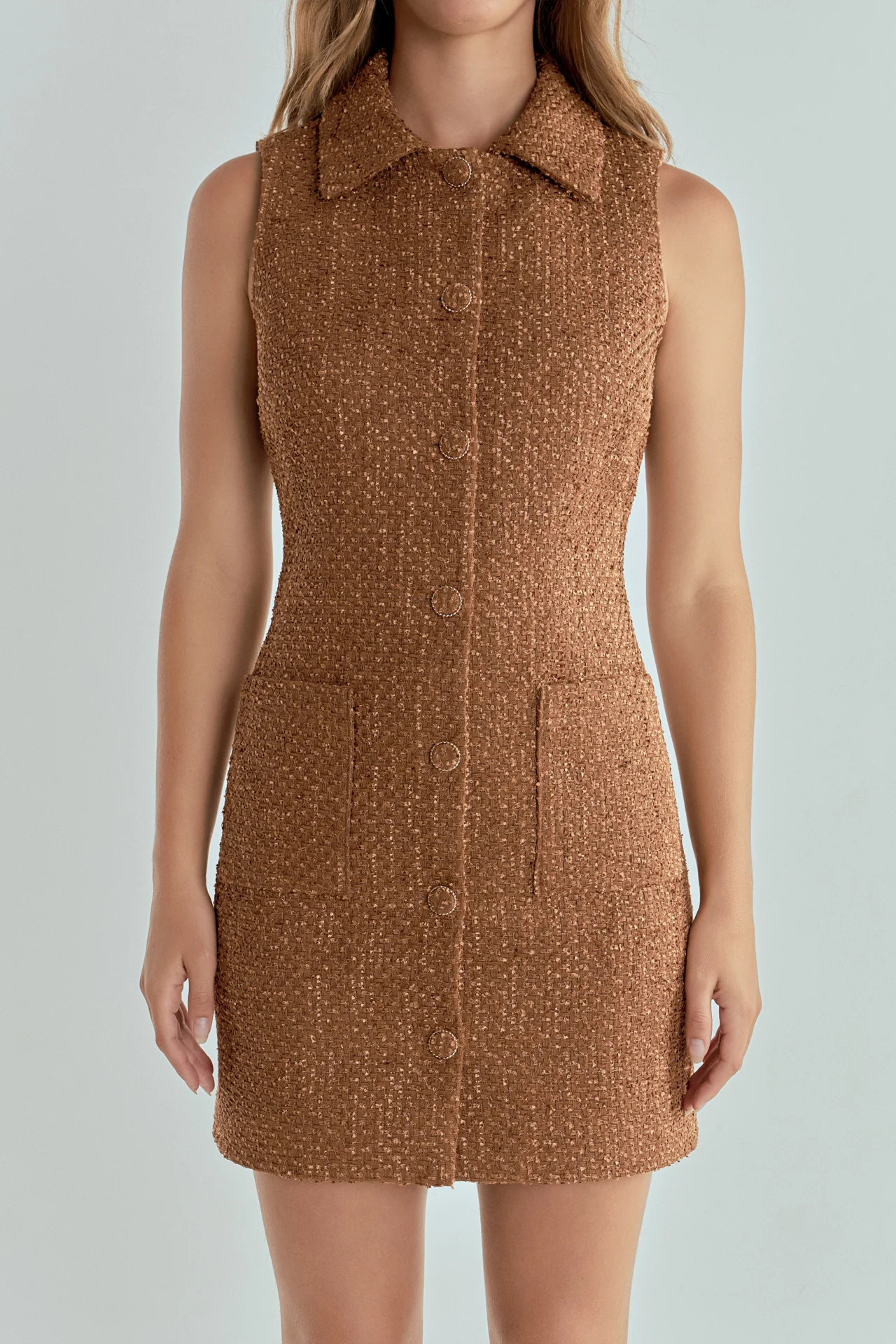 Tweed Collared Mini Dress
