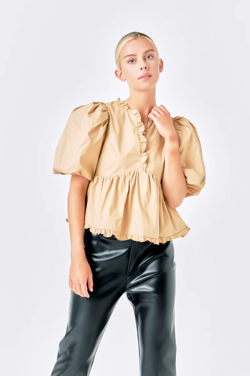 Puff Sleeve Peplum Top