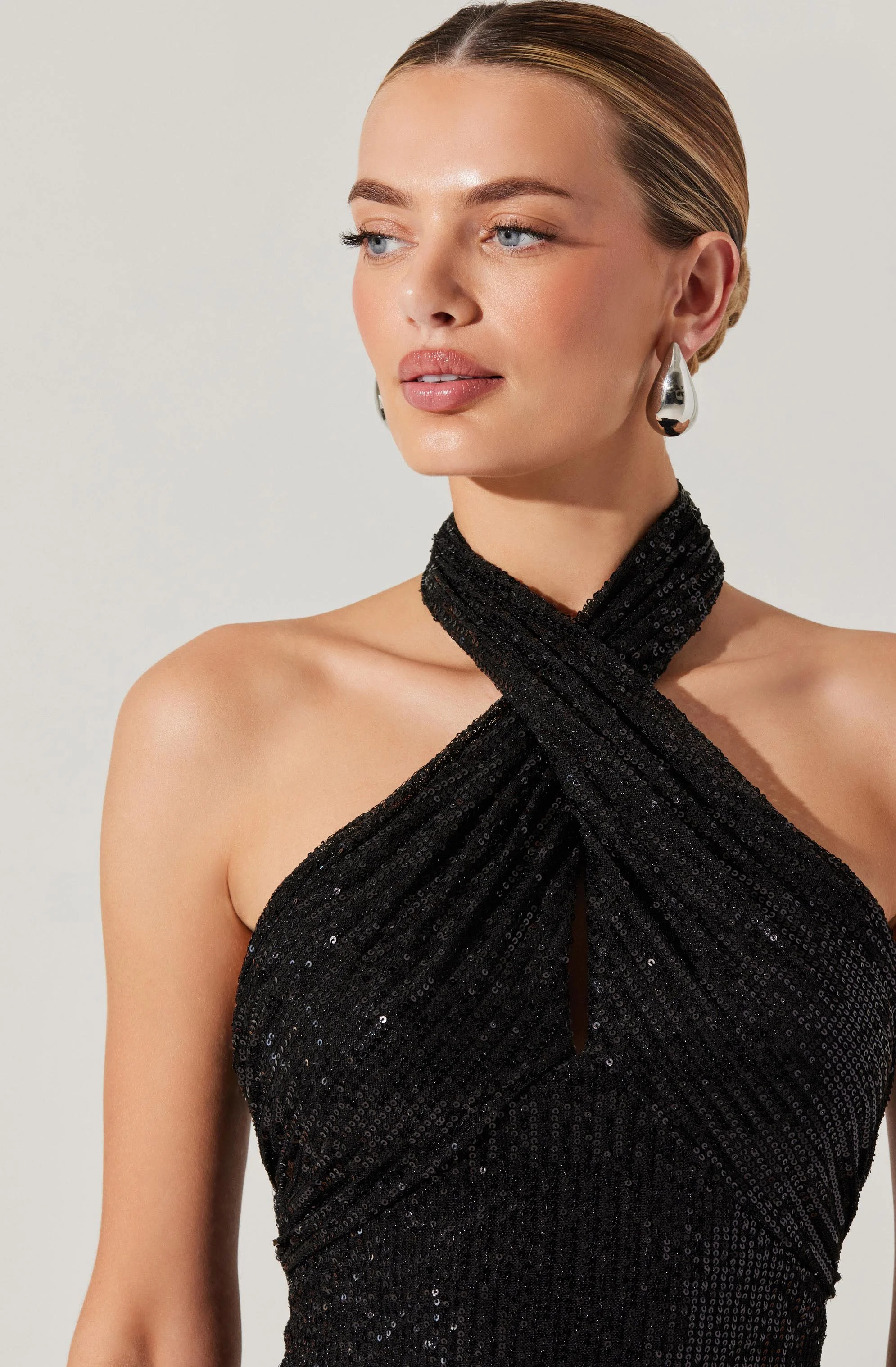 Sequin Crossover Halter Top