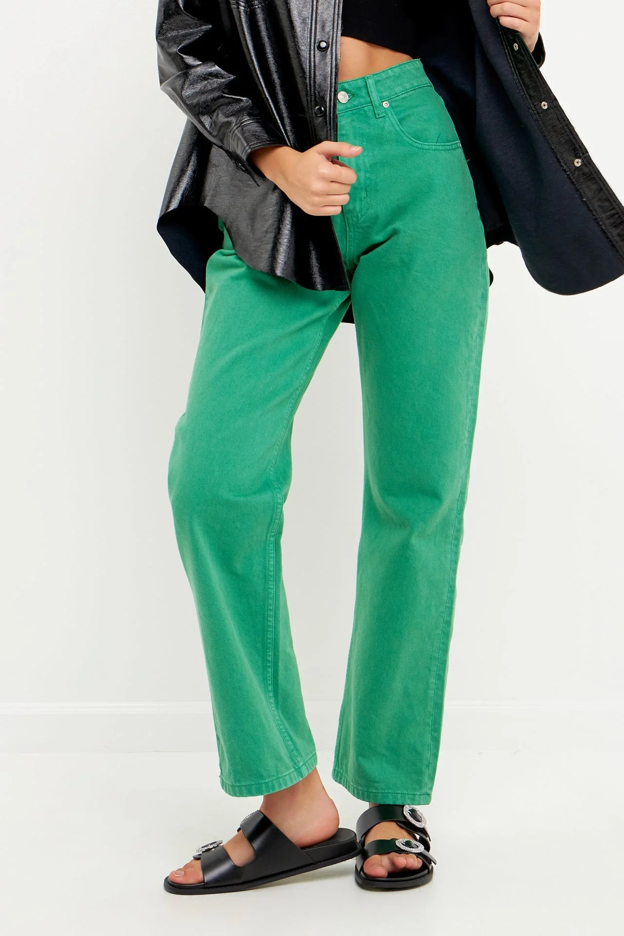 Color Full Length Wide Leg Jean