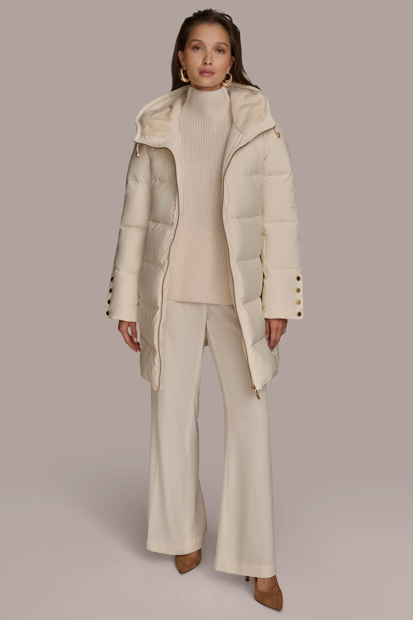 Long Hooded Down Filled Puffer Coat