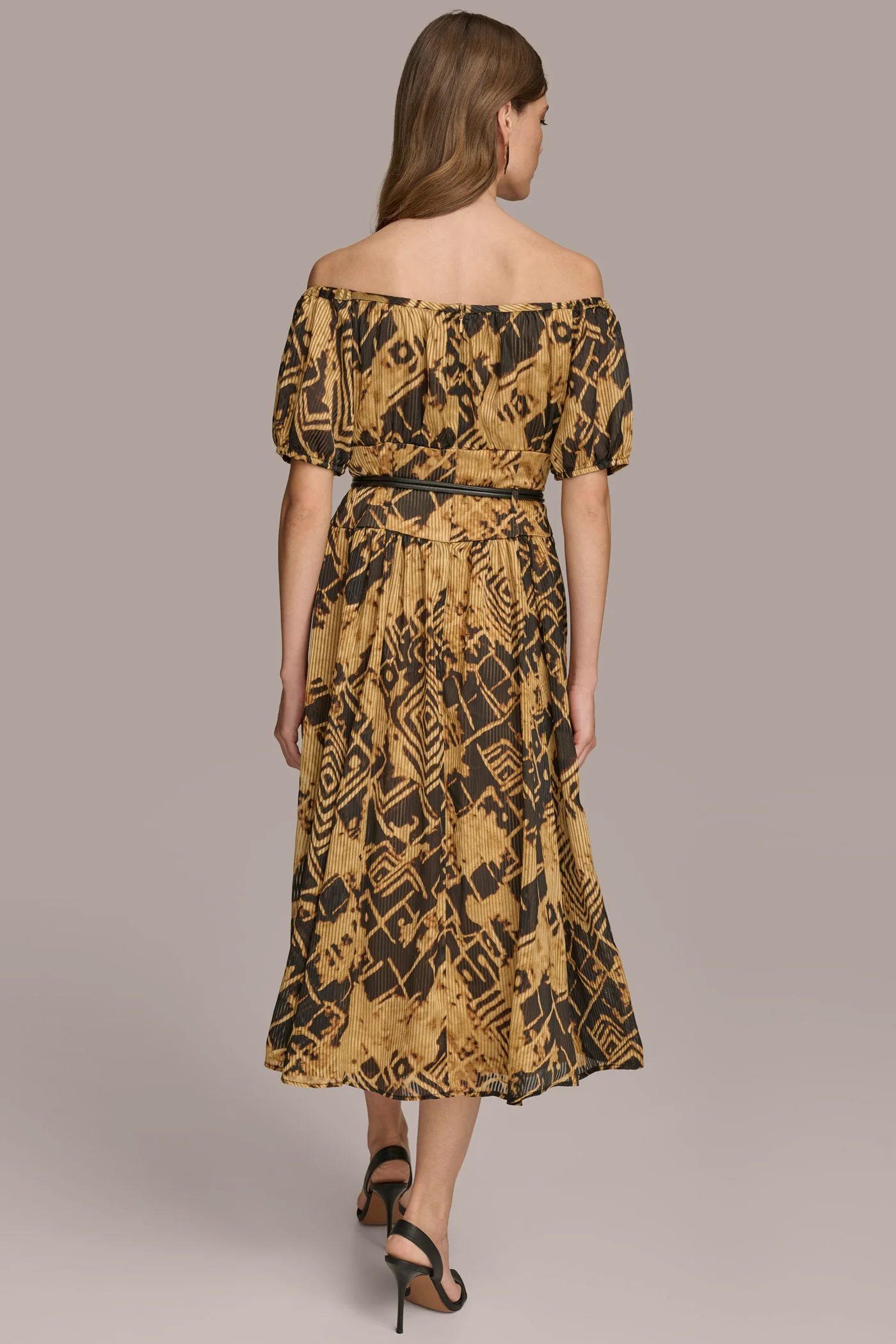 PUFF OFF THE SHOULDER A-LINE DRESS