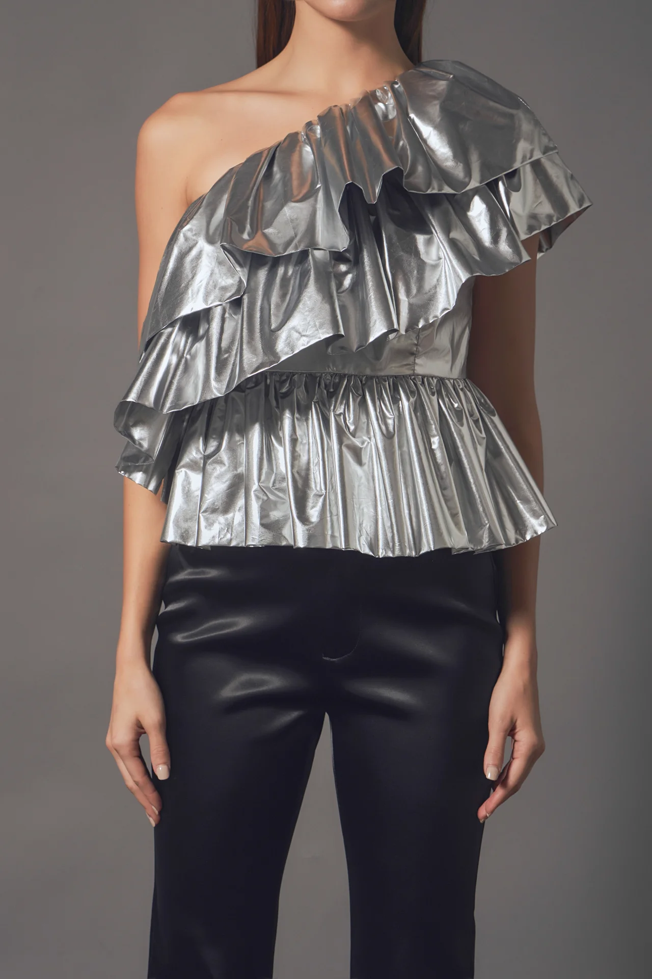 Metallic Tiered Top