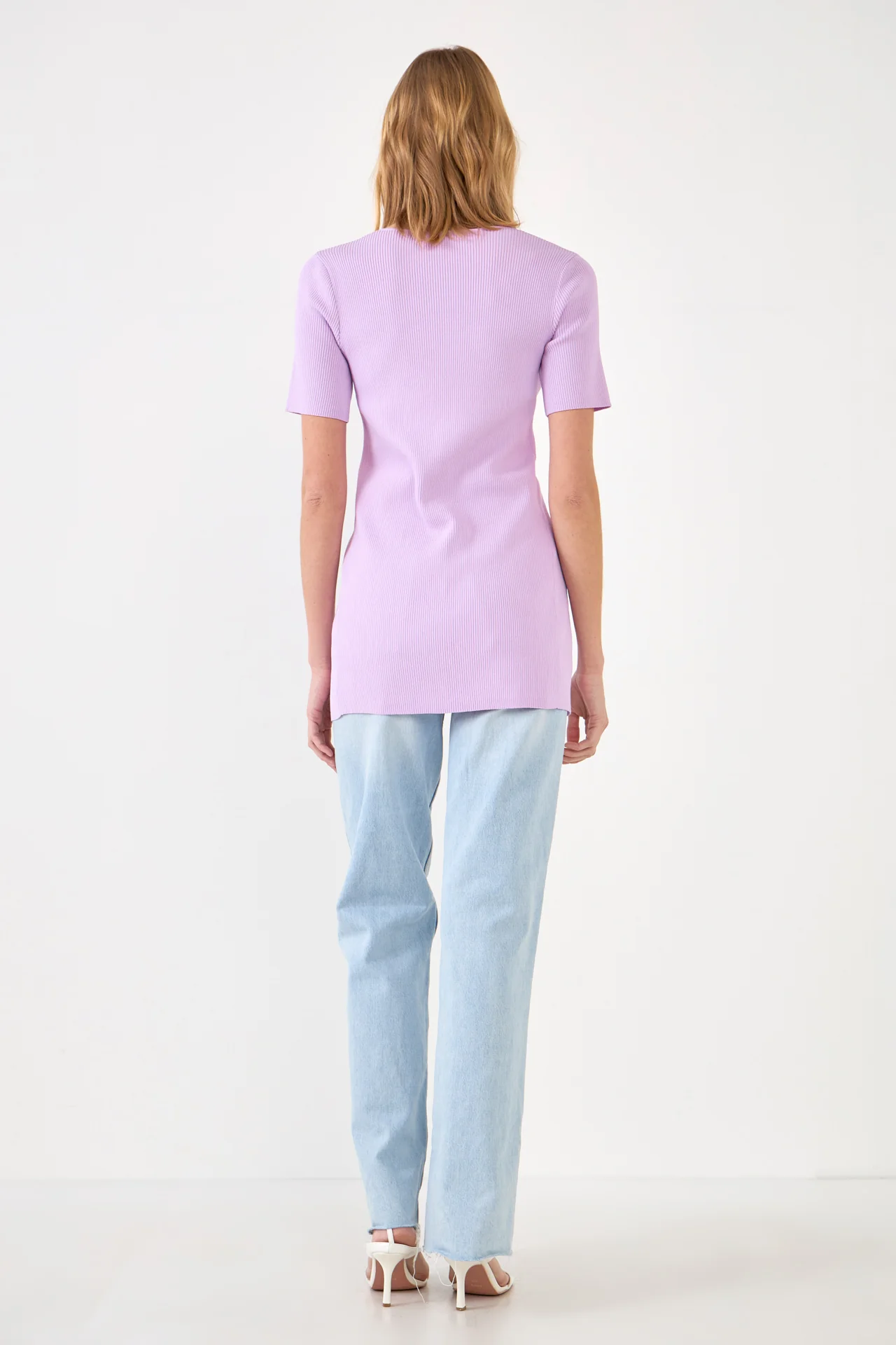 Short Sleeve Long Knit Button Up
